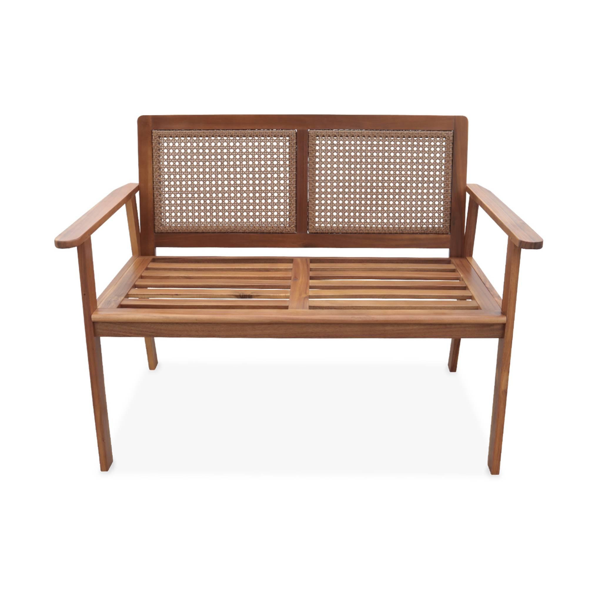 Voir la diapositive 5 : SWEEEK Banc d'extérieur 2 places en bois d'acacia 113x66x86cm MANABI