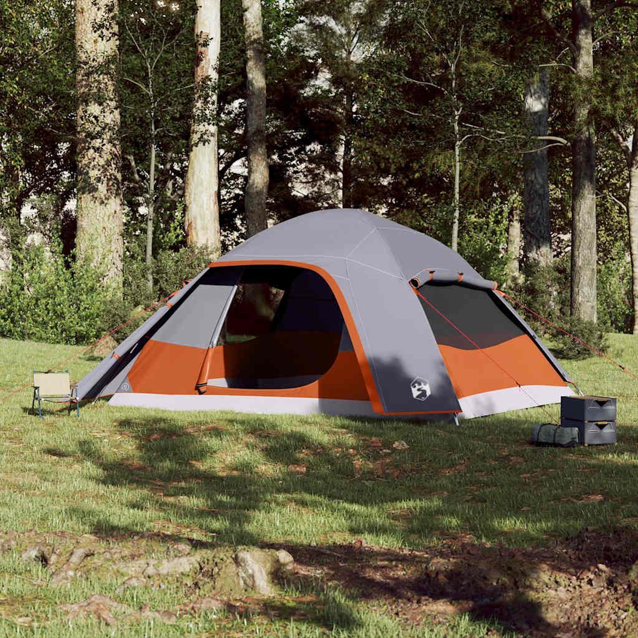 Voir la diapositive 3 : VIDAXL Tente familiale a dome 6 personnes gris impermeable