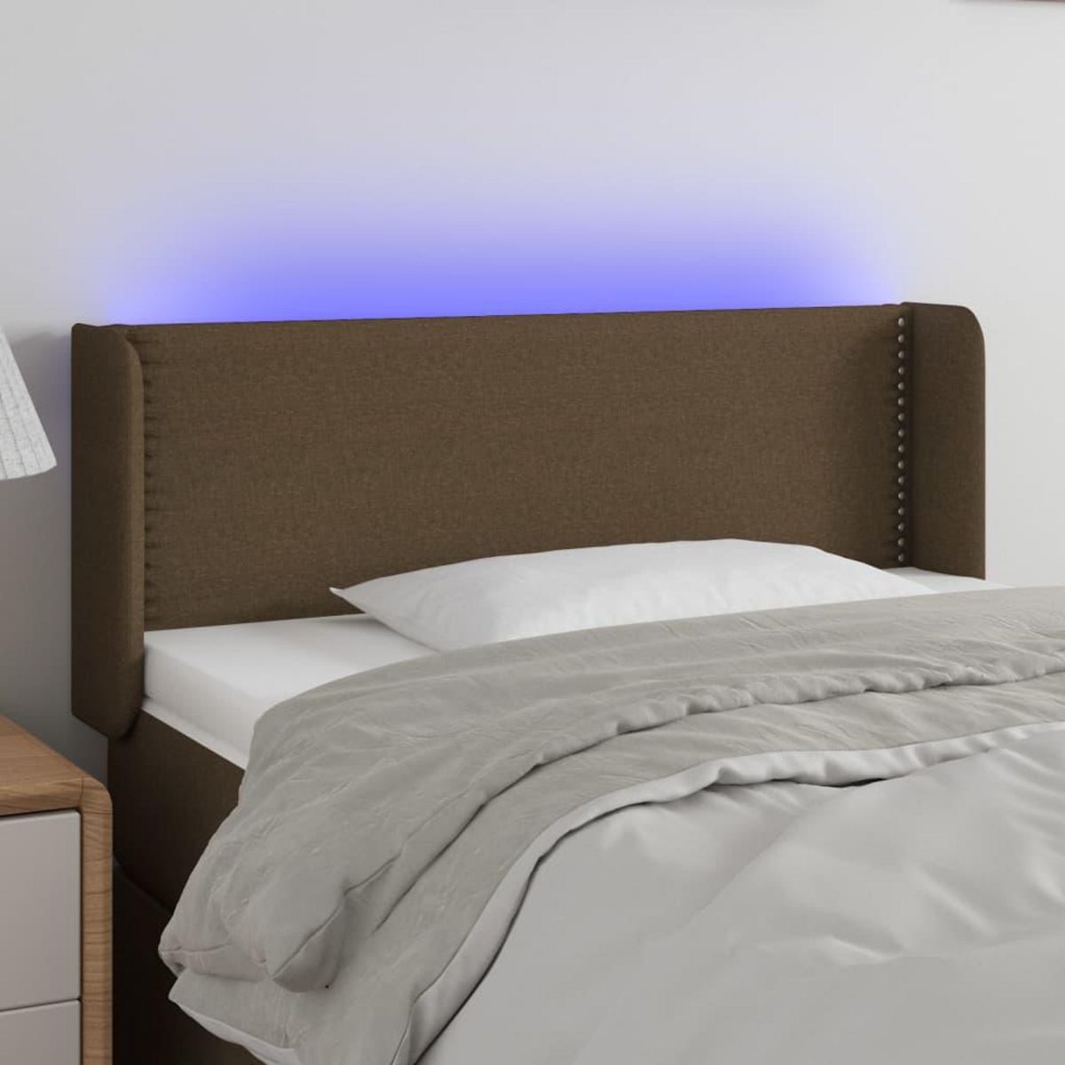 VIDAXL Tete de lit a LED Marron fonce 93x16x78/88 cm Tissu