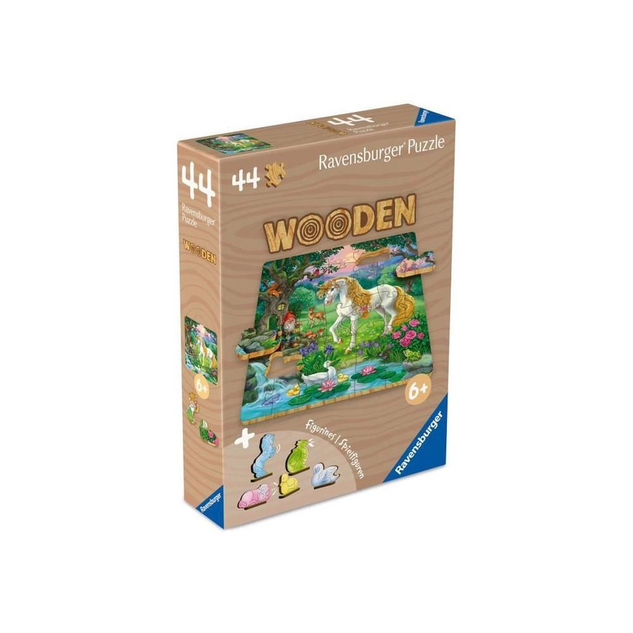 Voir la diapositive 2 : RAVENSBURGER Puzzle bois 44 pièces - Les licornes