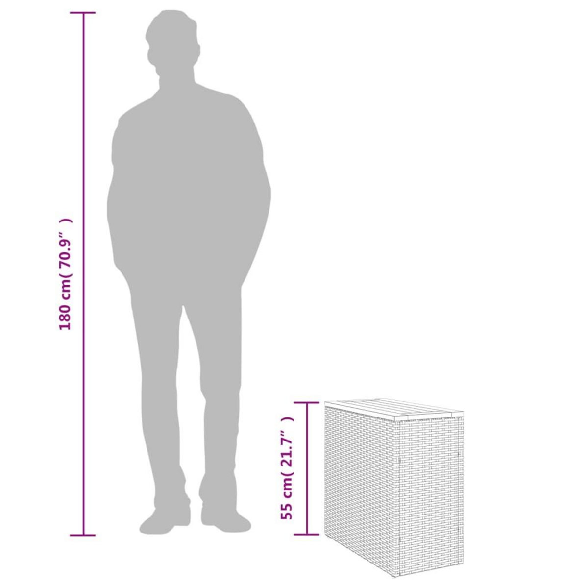 VIDAXL Table d'appoint de jardin dessus en bois gris 58x27,5x55 cm