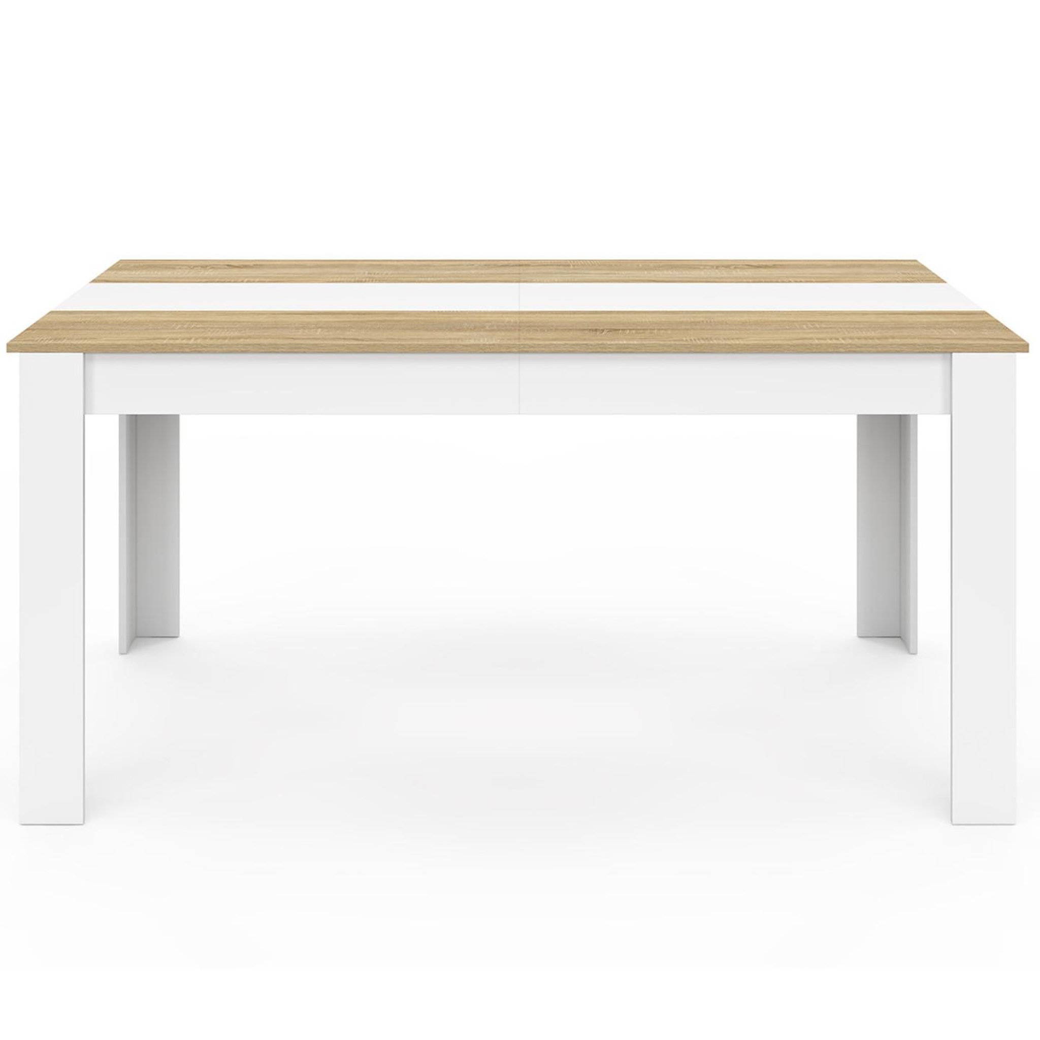 Voir la diapositive 3 : ID MARKET Table à manger rectangle georgia 8 personnes blanche et imitation hêtre 160 x 80 cm