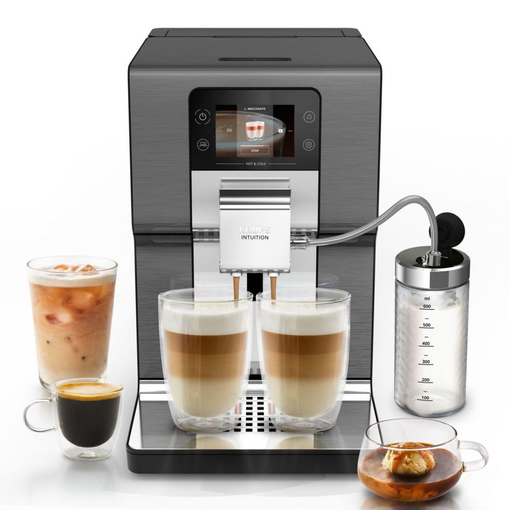 KRUPS Expresso Broyeur EA879NE0 Intuition Experience, Hot&Cold, 36 recettes