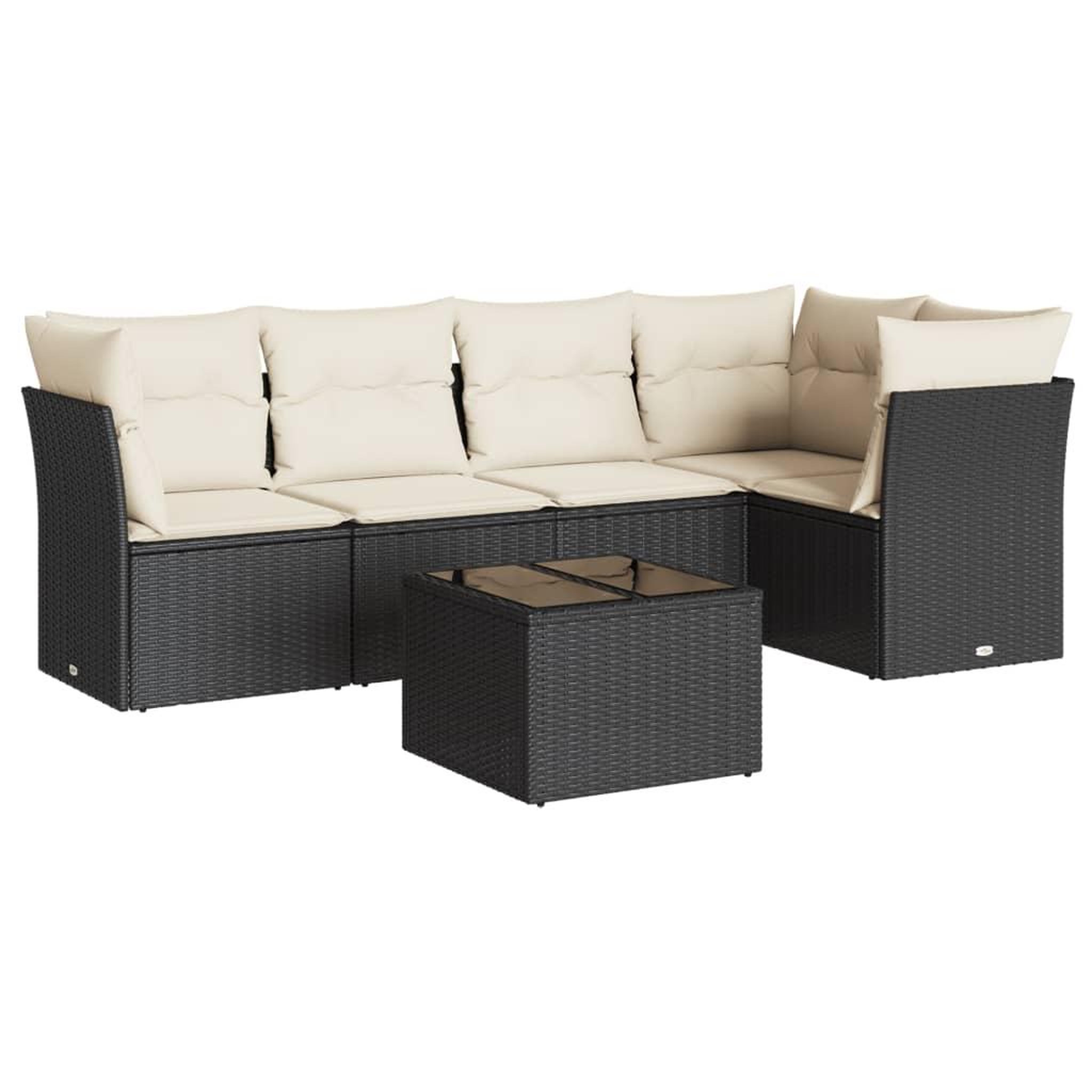 Voir la diapositive 2 : VIDAXL Salon de jardin 6 pcs avec coussins noir resine tressee