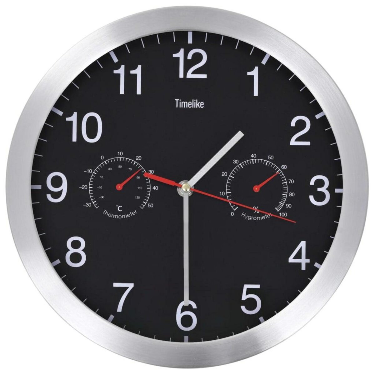 VIDAXL Horloge murale a quartz Hygrometre et thermometre 30 cm Noir