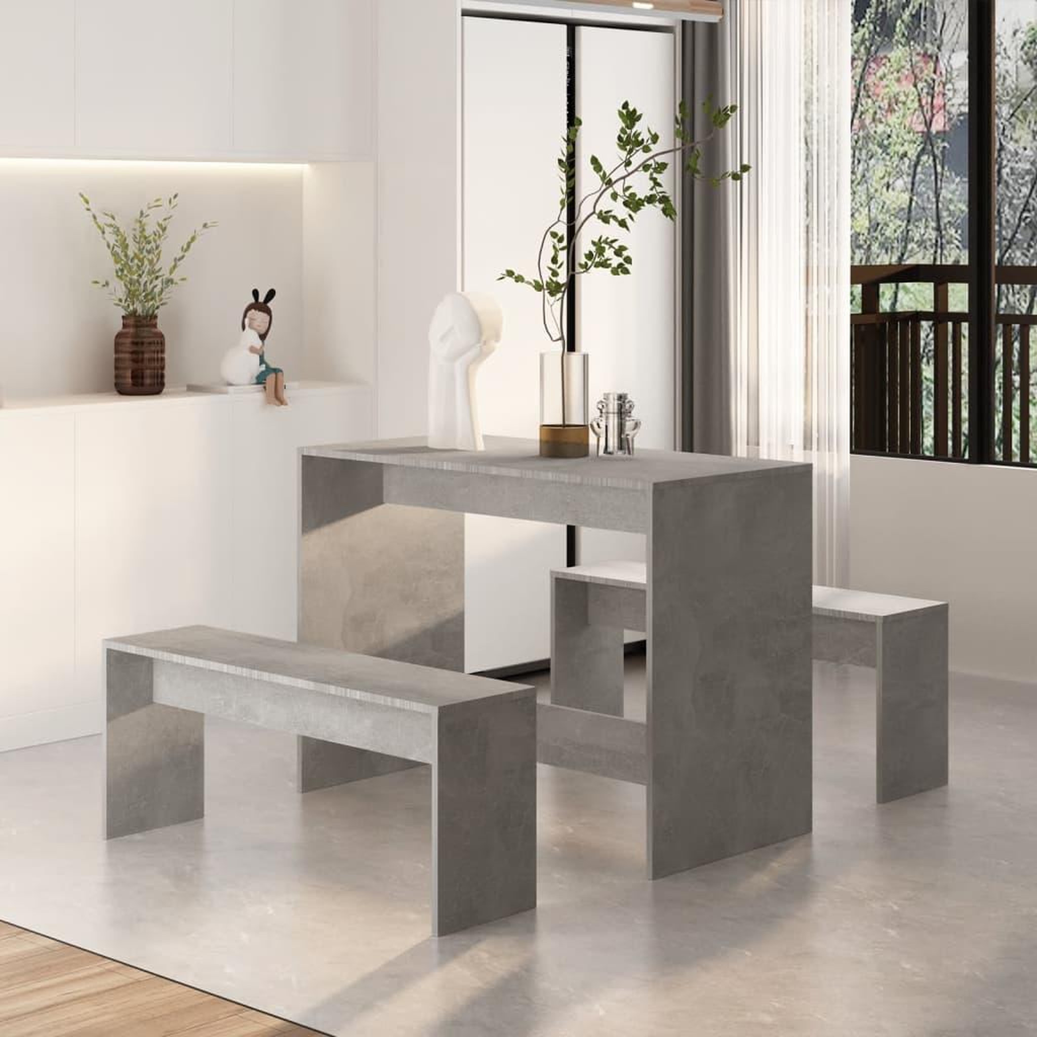 Voir la diapositive 3 : VIDAXL Ensemble a manger 3 pcs Gris beton Bois d'ingenierie