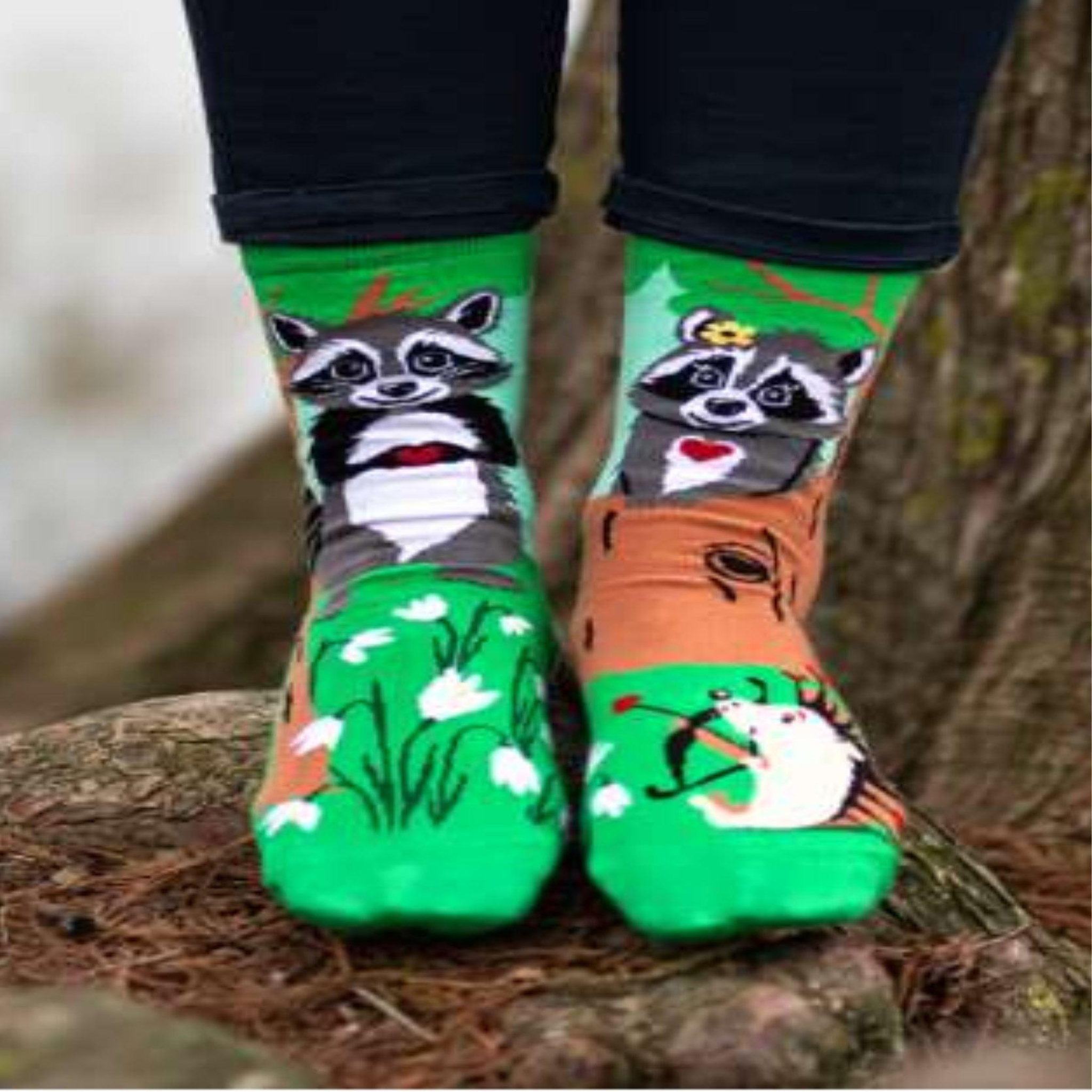 Voir la diapositive 3 : PIRIN HILL Chaussettes arty ratons laveurs amoureux