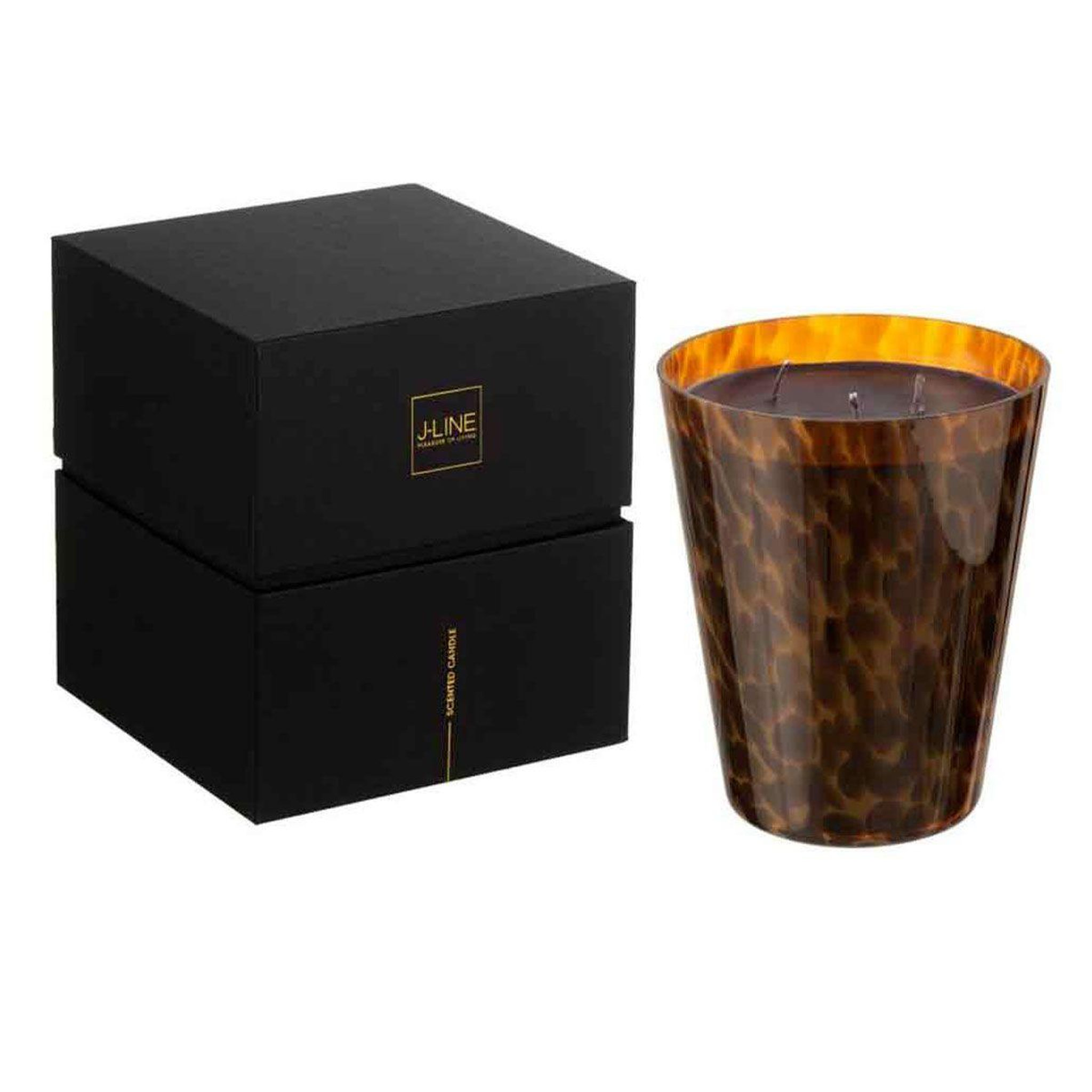 Voir la diapositive 2 : J-LINE Bougie parfumée  noa  20cm bois de santal marron