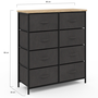 Voir la diapositive 4 : ID MARKET Commode 8 tiroirs en tissu ALTA 80 cm gris anthracite et plateau effet bois design industriel