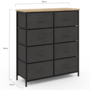 Voir la diapositive 4 : ID MARKET Commode 8 tiroirs en tissu ALTA 80 cm gris anthracite et plateau effet bois design industriel