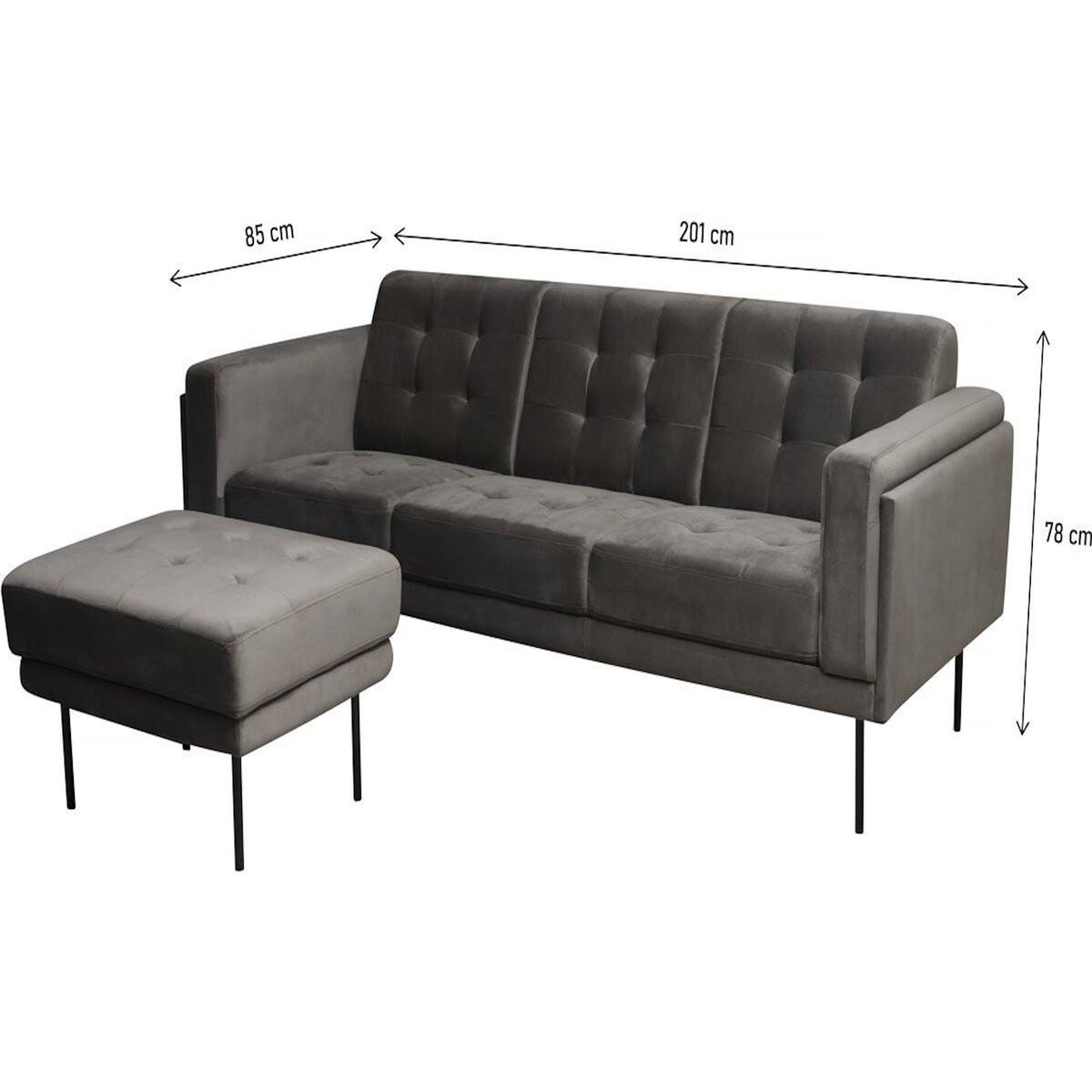 Habitat et Jardin Canapé d'angle reversible en velours  Noé  - 3 places - Gris