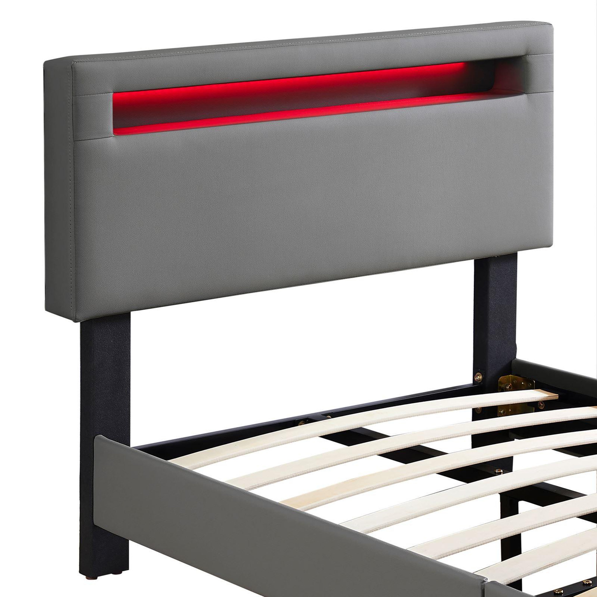 Voir la diapositive 6 : IDIMEX Lit LED simple EVAN 90x190 cm, avec sommier, revêtement en synthétique