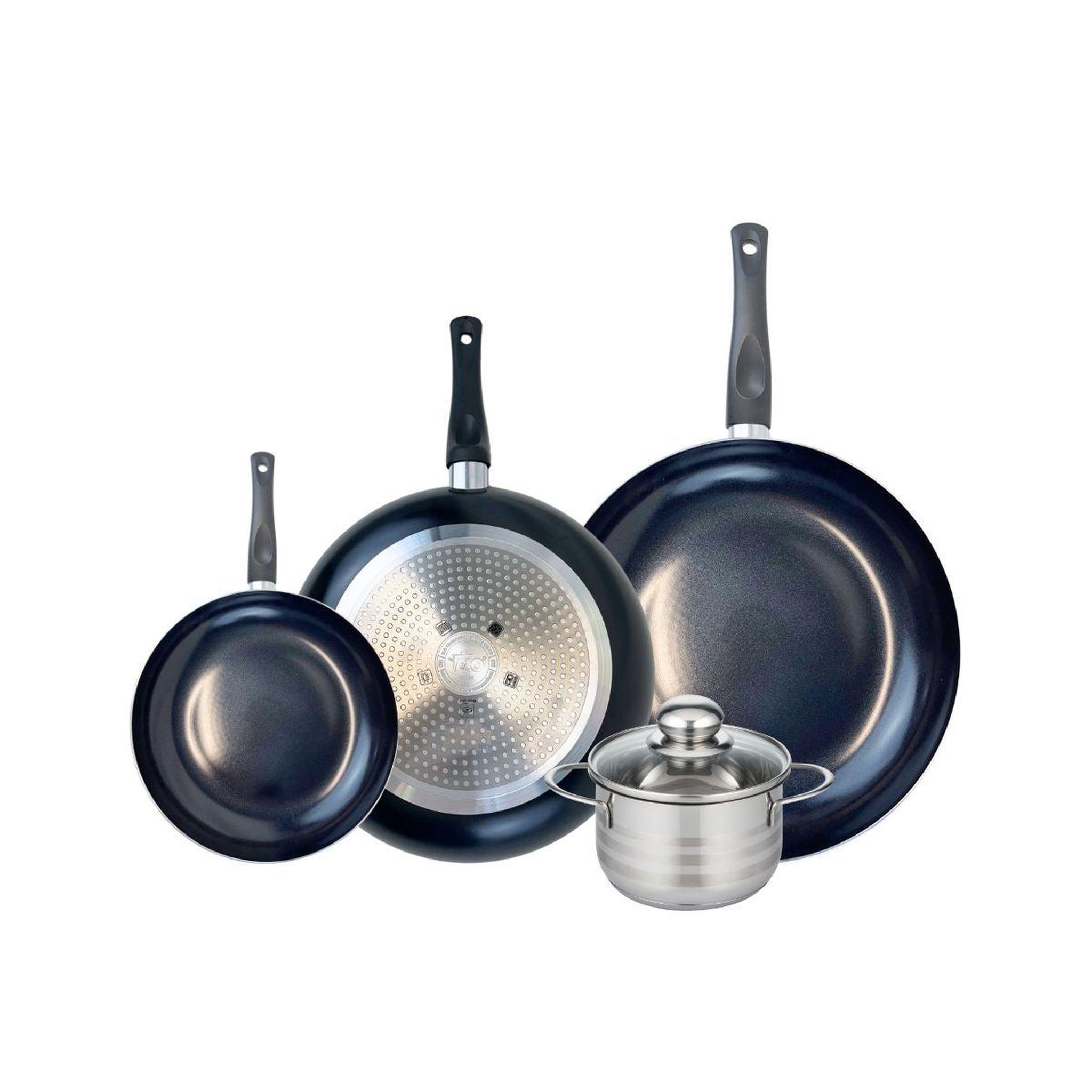 ELO Ensemble de 3 poêles de cuisson 20, 28 et 32 cm et 1 faitout 14 cm elo prima brillant