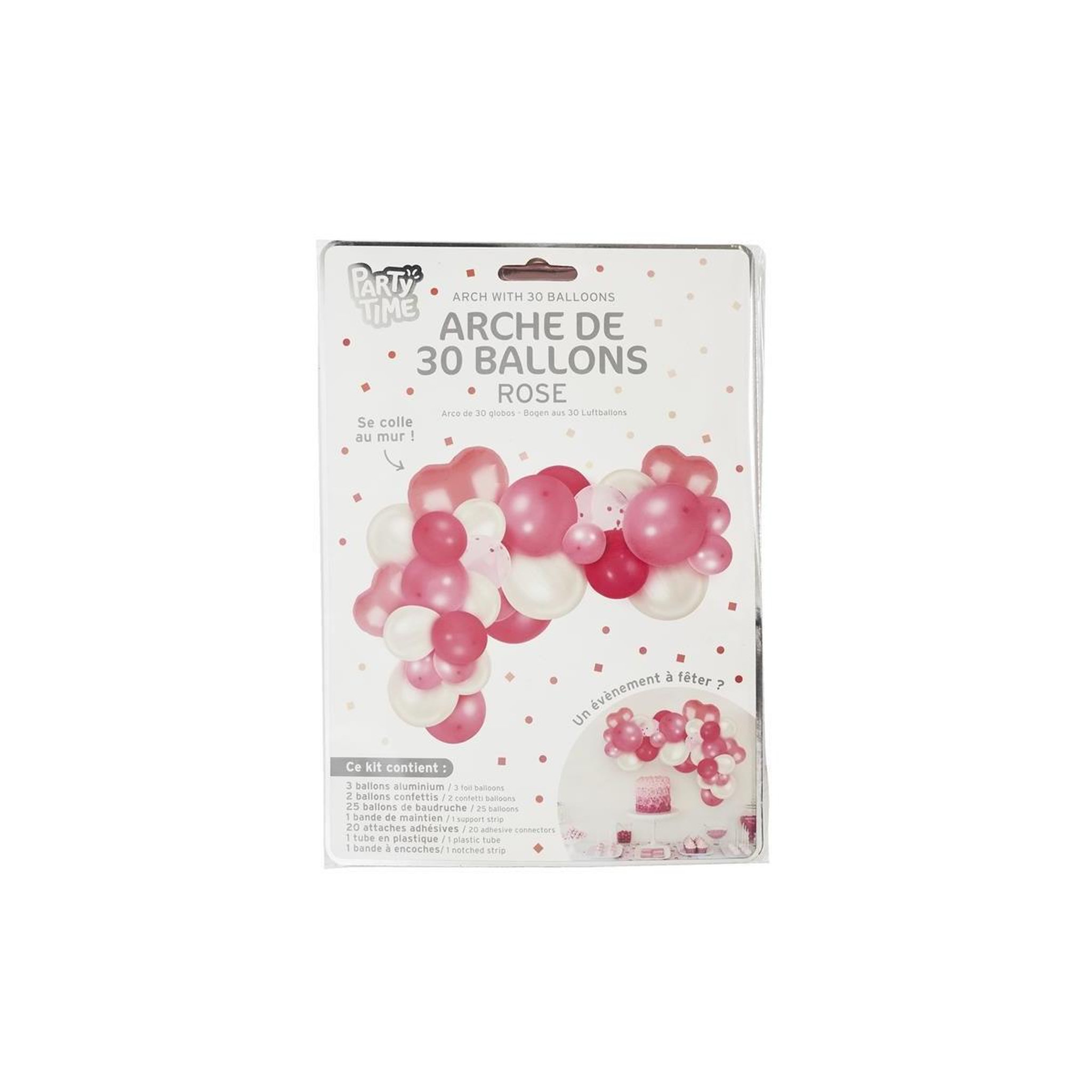 PARTY TIME Lot de 30 Ballons Déco  Arche  23cm Rose