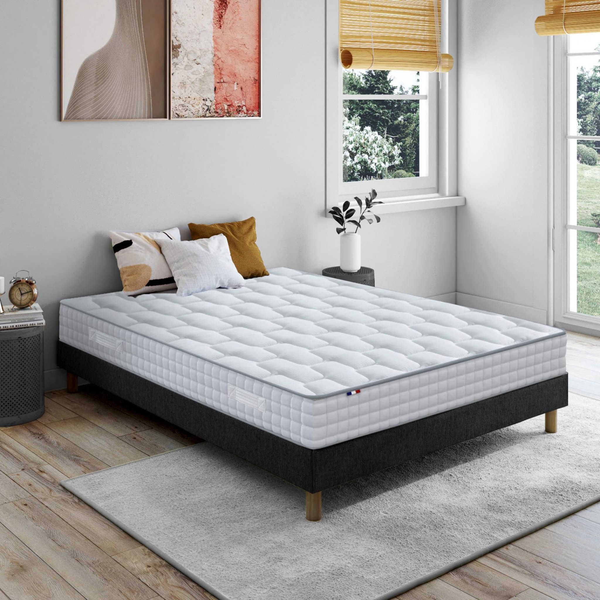 Voir la diapositive 2 : IDLITERIE Ensemble literie : matelas à ressorts ODYSSEE et mémoire de forme avec sommier - Qualité française