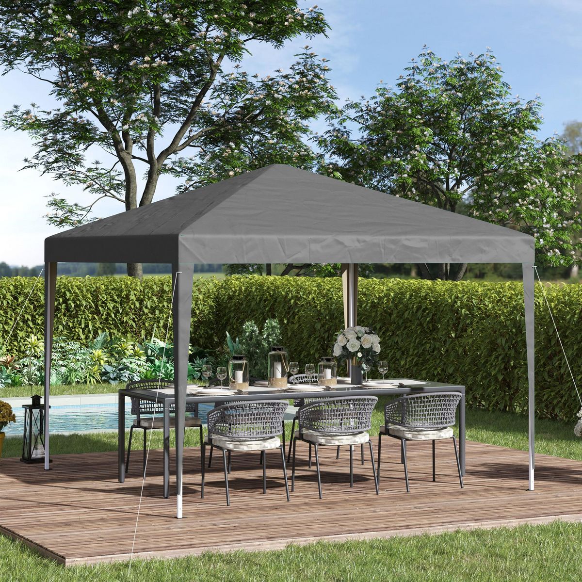 OUTSUNNY Tonnelle barnum de jardin pliant anti-UV + sac de transport acier Oxford 3 x 3 x 2,55 m gris