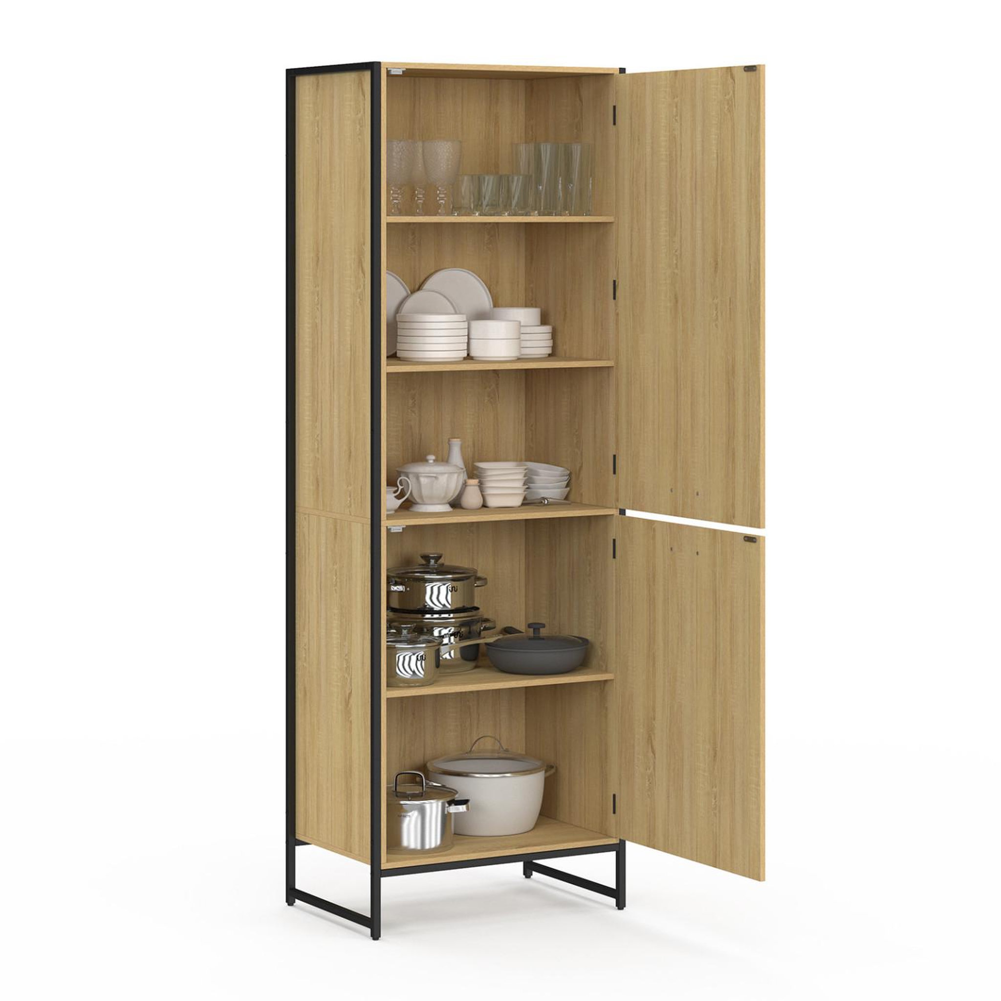 Voir la diapositive 4 : ID MARKET Colonne de cuisine 60 cm detroit 2 portes design industriel