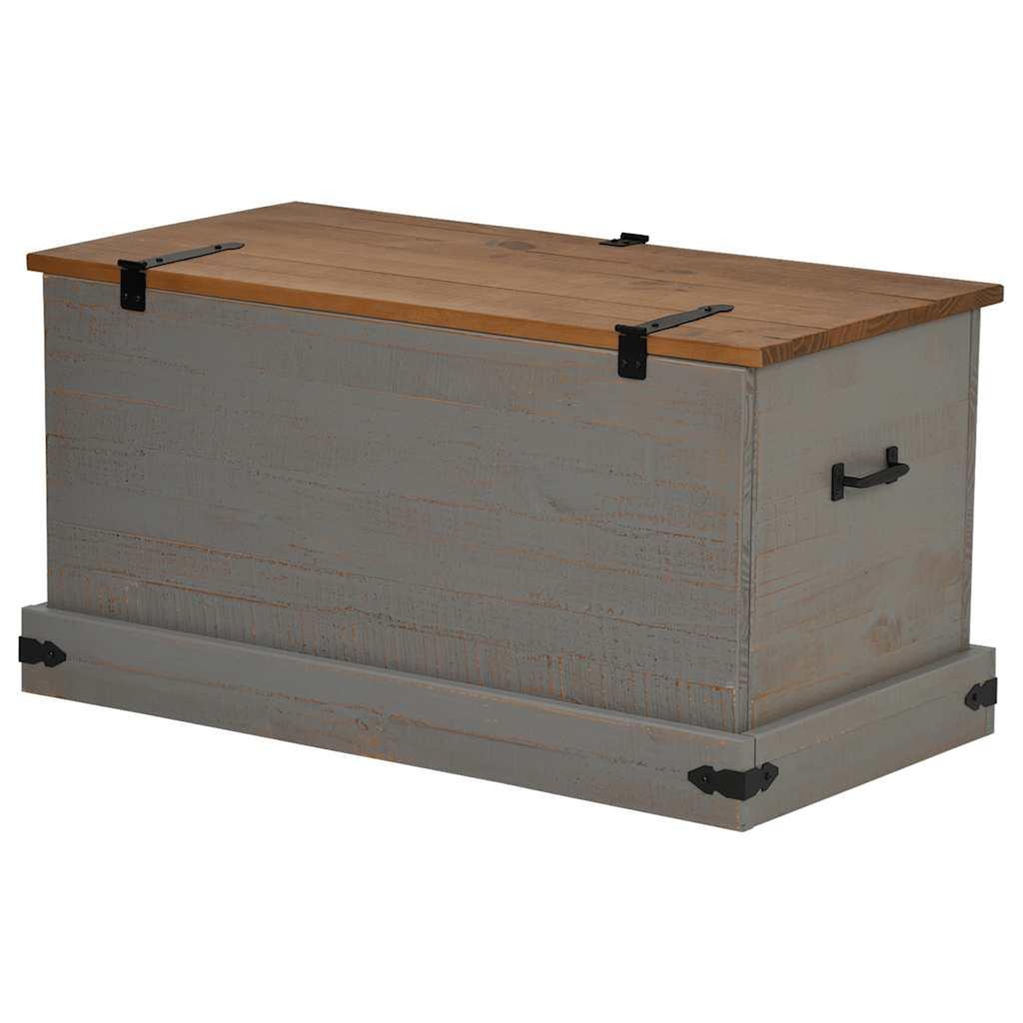 Voir la diapositive 5 : VIDAXL Coffre de rangement HALDEN gris 91x48x47 cm bois massif pin