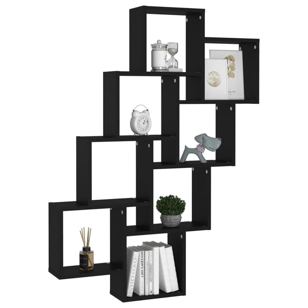 VIDAXL Etagere murale cube Noir 90x15x119 cm Bois d'ingenierie