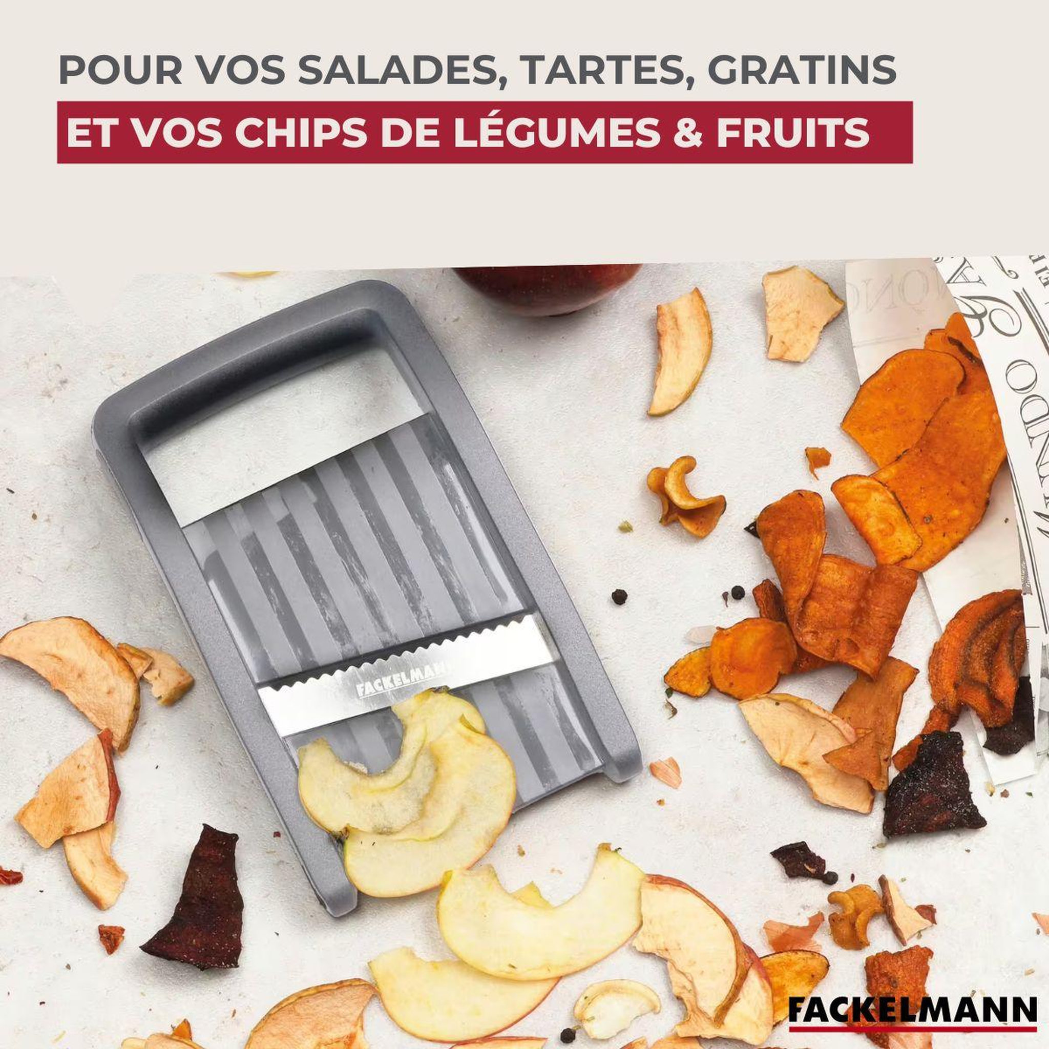 Voir la diapositive 4 : Fackelmann Set de 2 mandolines en plastique et inox fackelmann handmade tradition