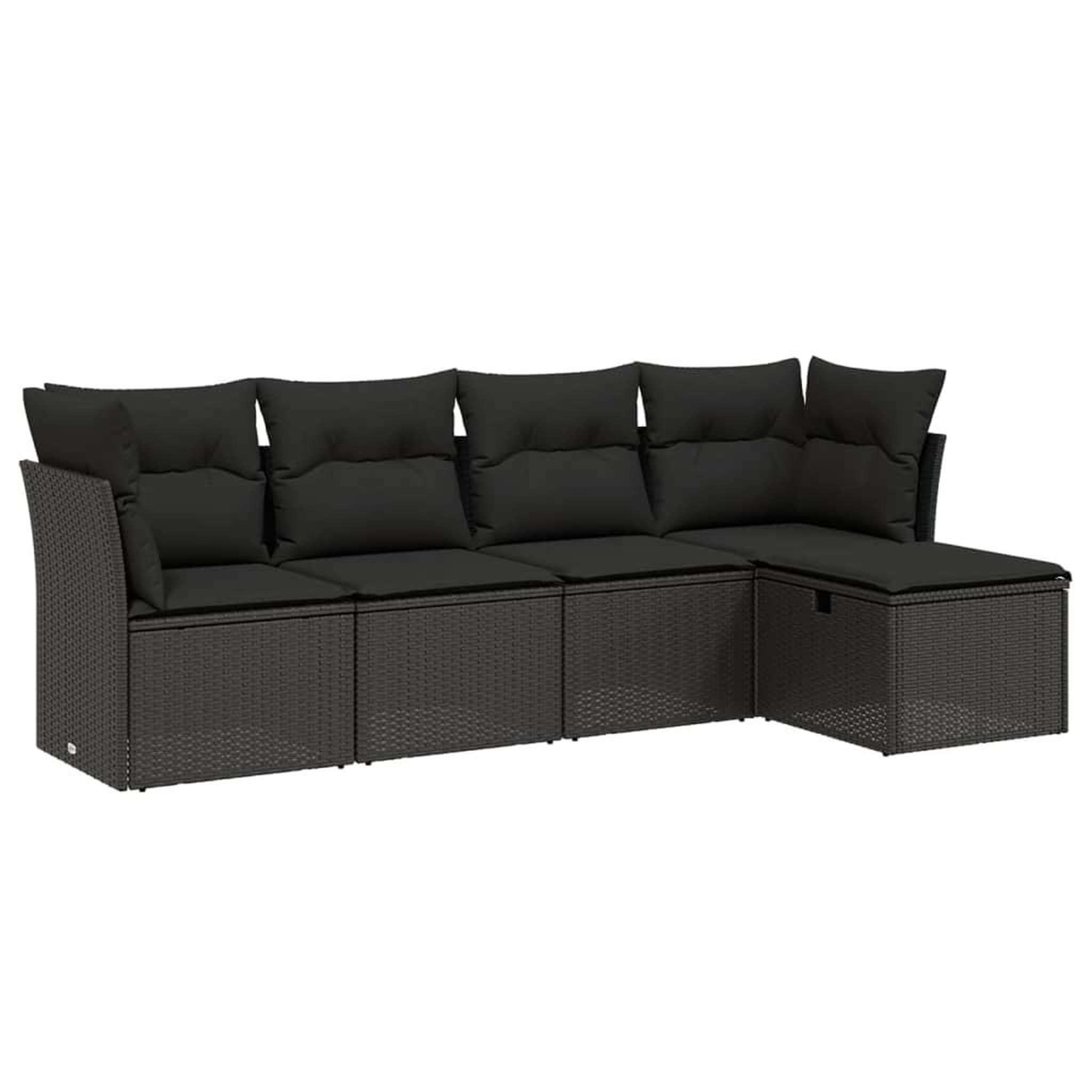 Voir la diapositive 2 : VIDAXL Salon de jardin 5 pcs avec coussins noir resine tressee