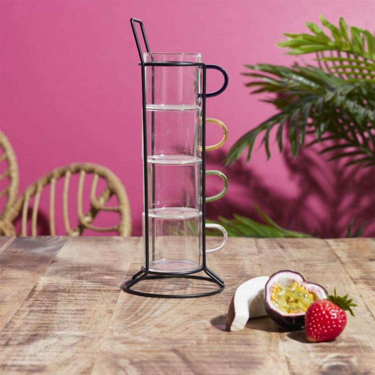 Paris Prix Lot de 4 Tasses à Café Avec Support  Paradis  8cm Transparent