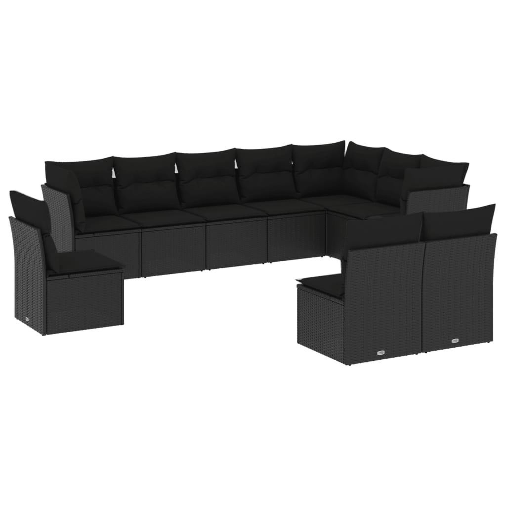 Voir la diapositive 2 : VIDAXL Salon de jardin 10 pcs avec coussins noir resine tressee