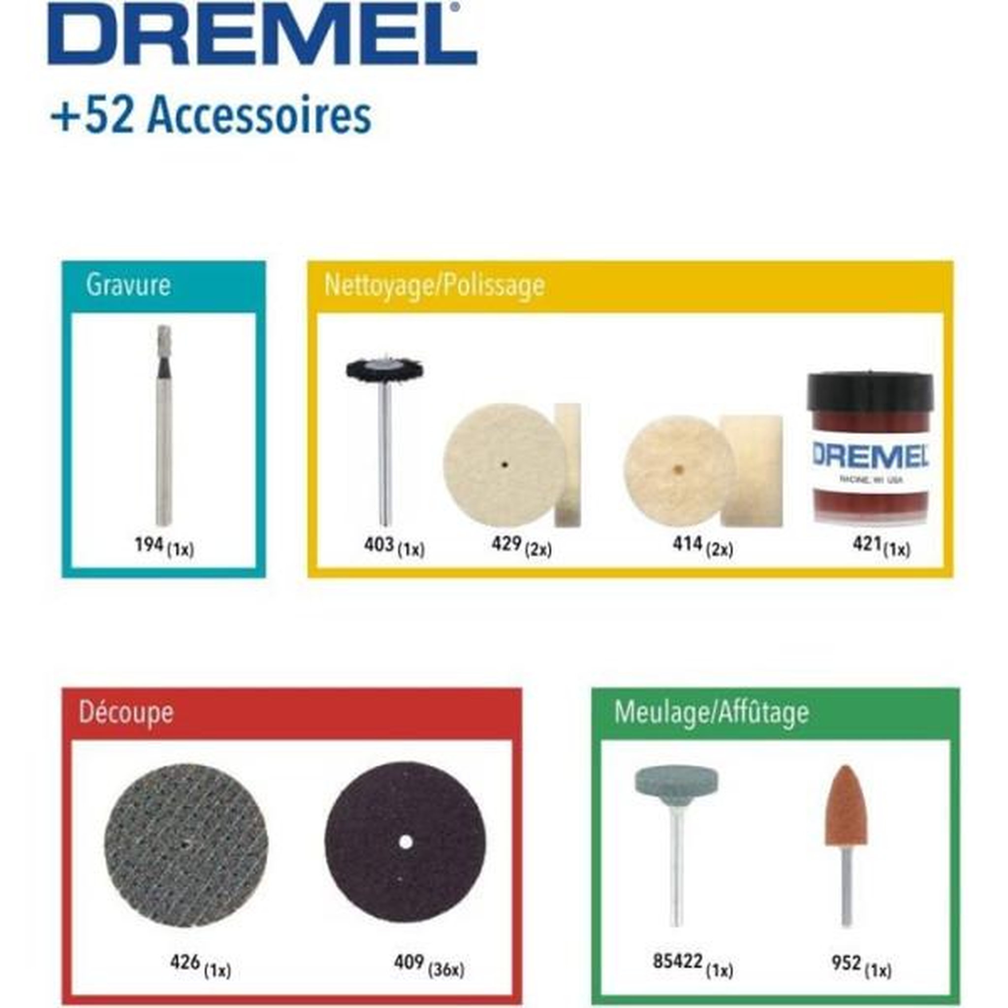 Voir la diapositive 2 : Dremel Dremel kit pour travaux généraux de 52 pieces 687