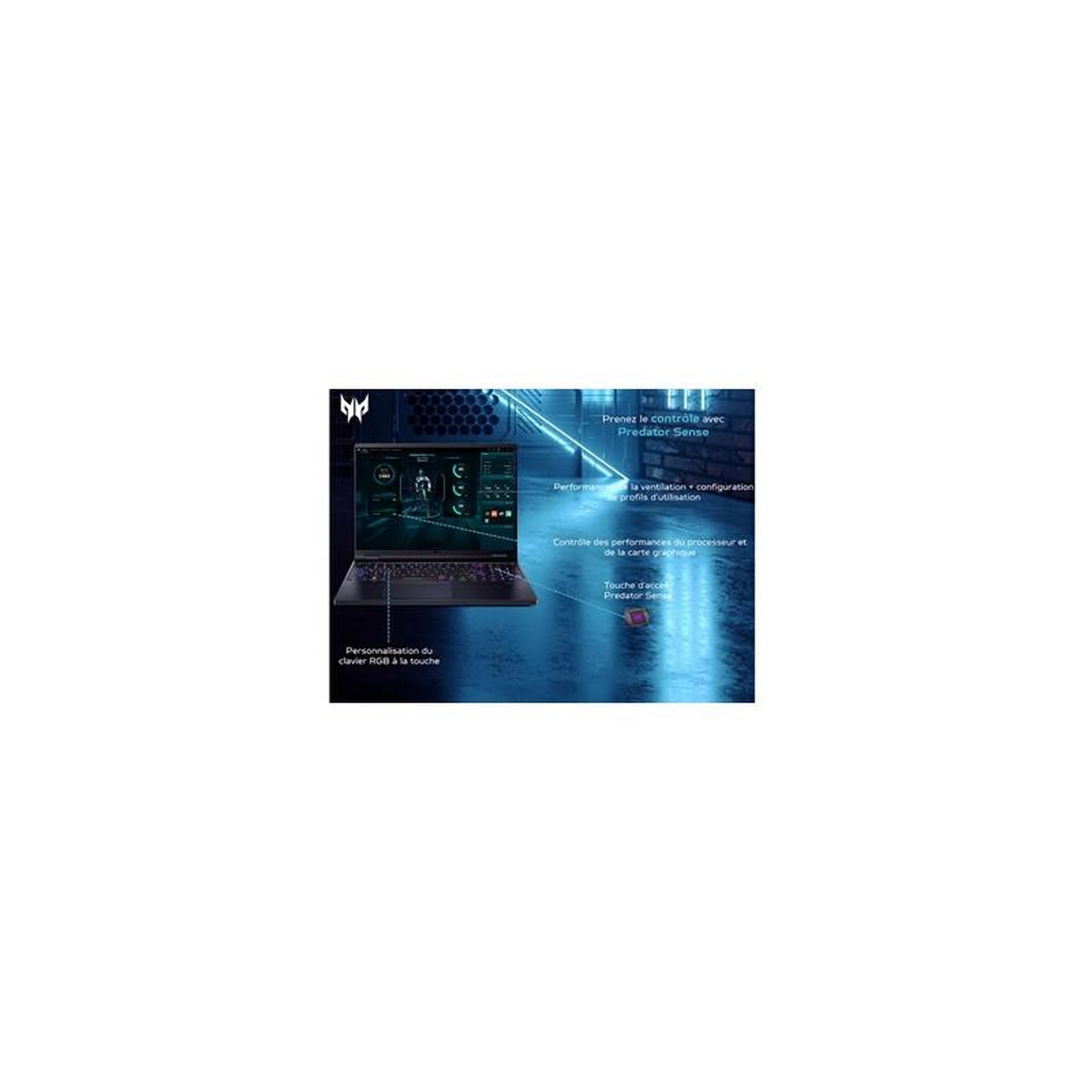 Voir la diapositive 4 : ACER PC portable Acer Predator Helios 16 PH16 72 799D 16 WQXGA 240 Hz Intel Core i7 32 Go RAM 2 To SSD Nvidia GeForce RTX 4070 Noir
