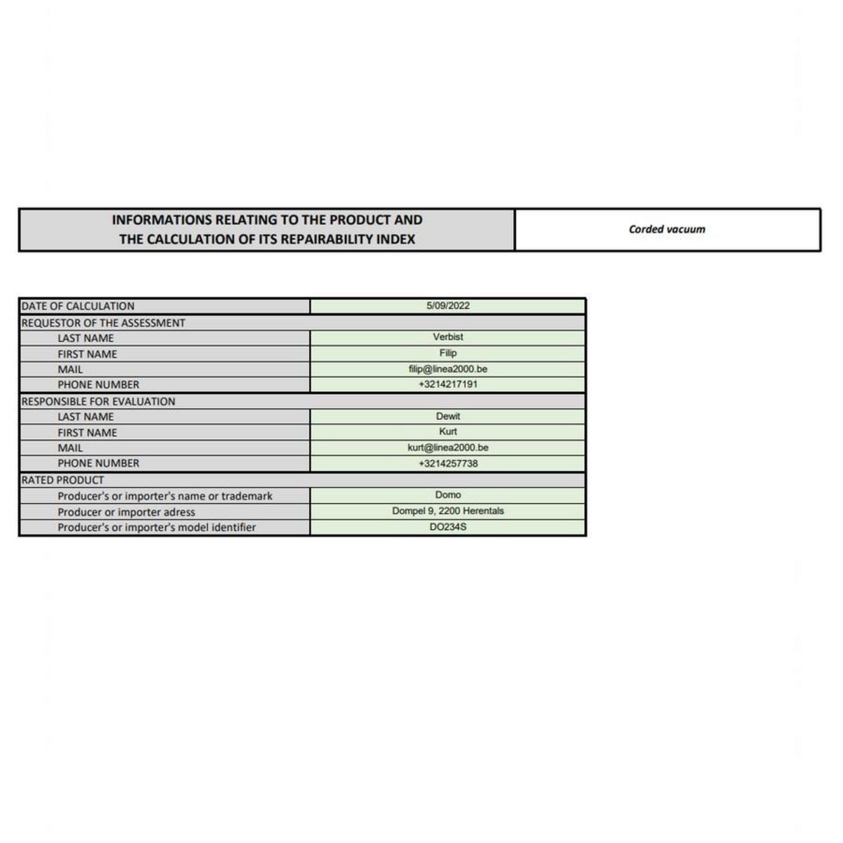 Domo Aspirateur à main 700w - do234s