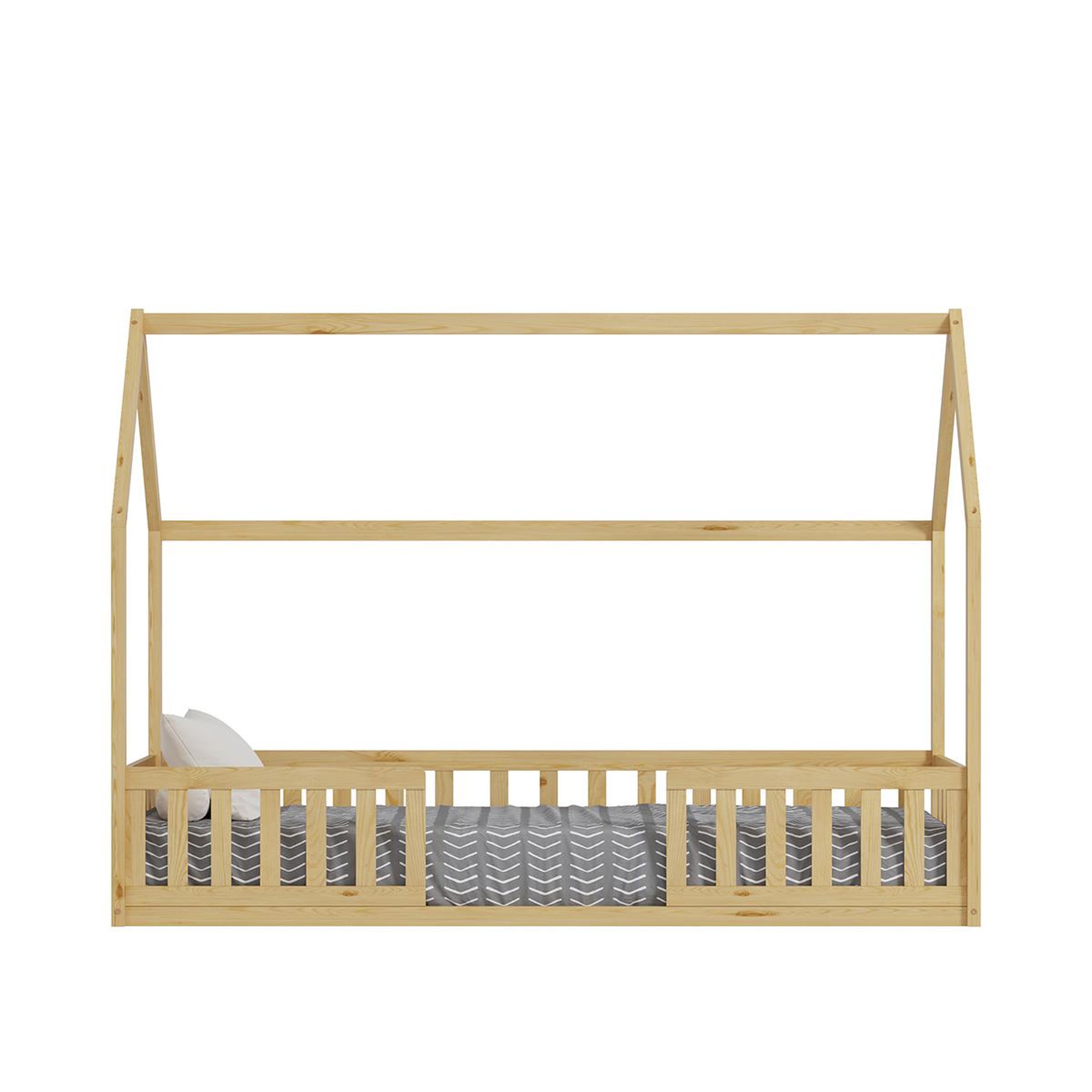 Voir la diapositive 2 : MINEA Minea | lit cabane avec barrière nid enchante 90x190 cm (matelas non inclus)