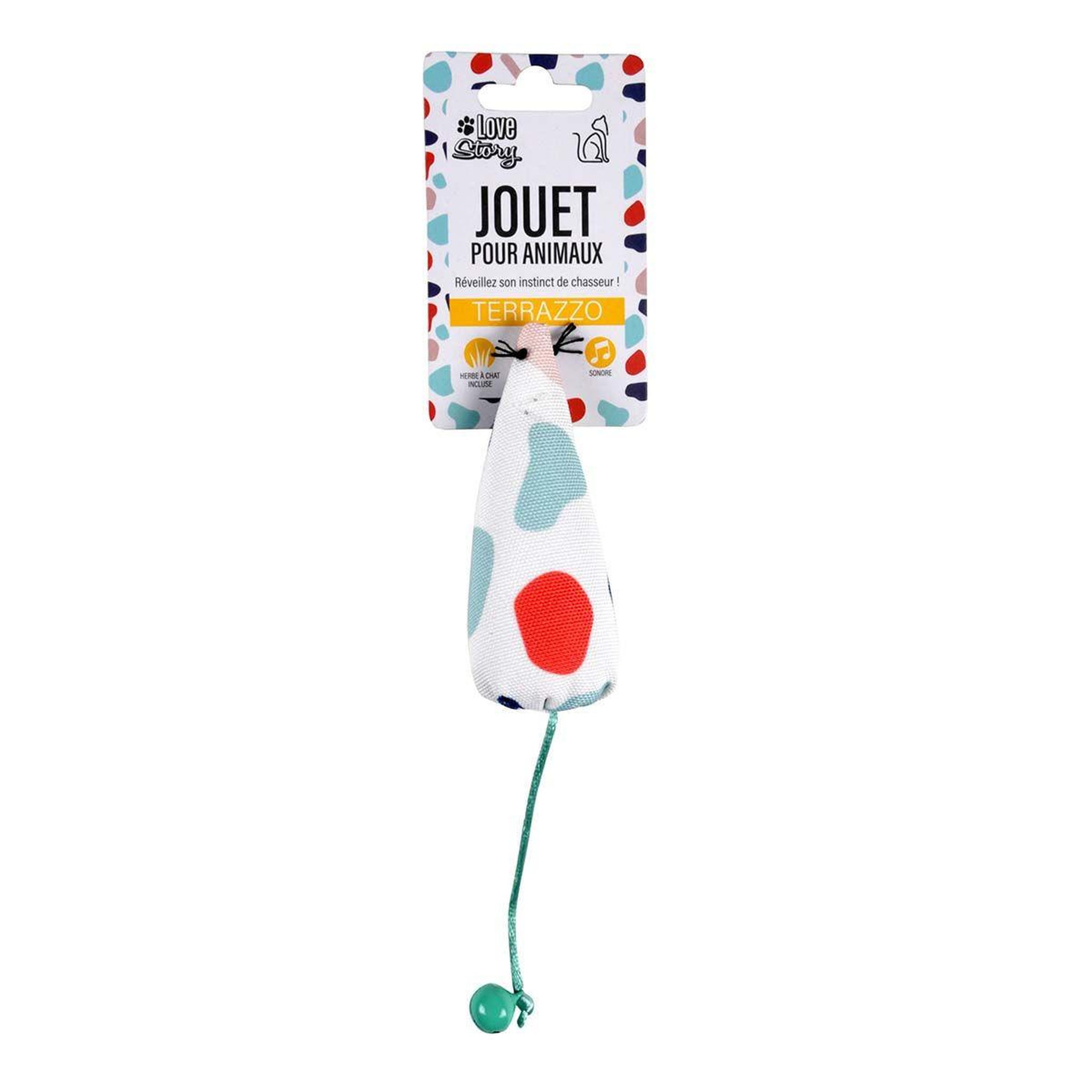 Voir la diapositive 2 : LOVE STORY Jouet souris pour chat  terrazzo  20cm multicolore