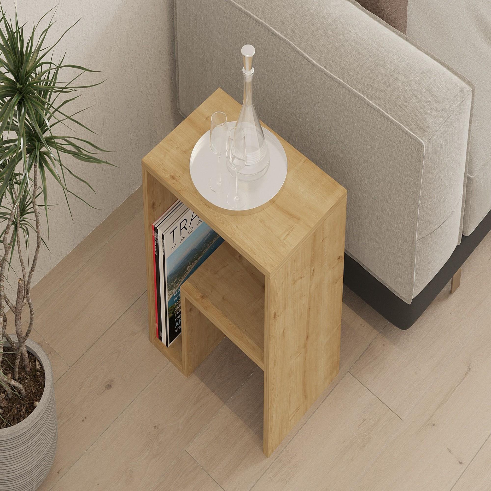 Voir la diapositive 4 : Habitat et Jardin Table d'appoint en bois  yepa  - 45 x 29 x 51 cm - chêne saphir