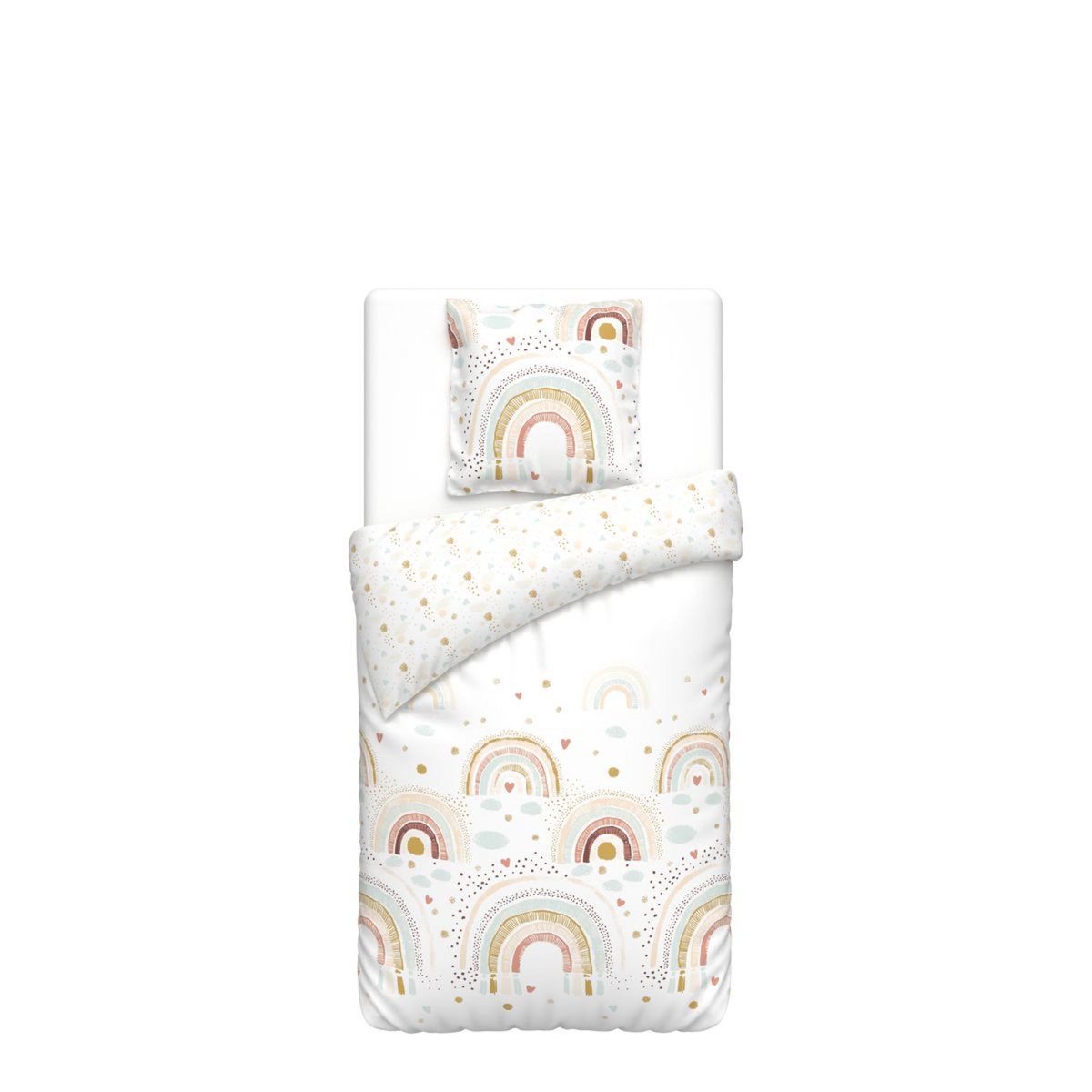 ACTUEL Parure housse de couette enfant imprimé arc en ciel RAINA 