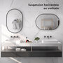 Voir la diapositive 6 : HOMCOM Miroir mural ovale dim. 60L x 90H cm cadre arrondi montage vertical/horizontal alu. noir