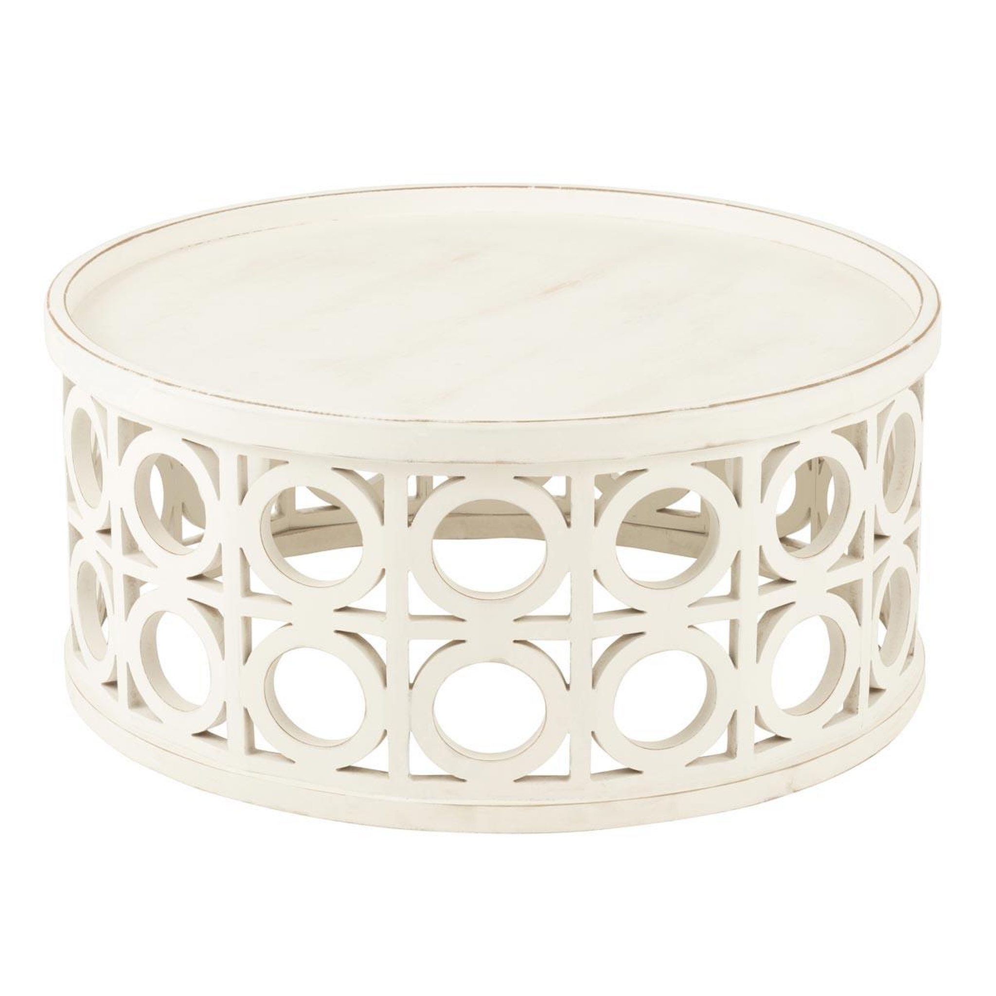 J-LINE Table basse sculptée  charity  78cm blanc