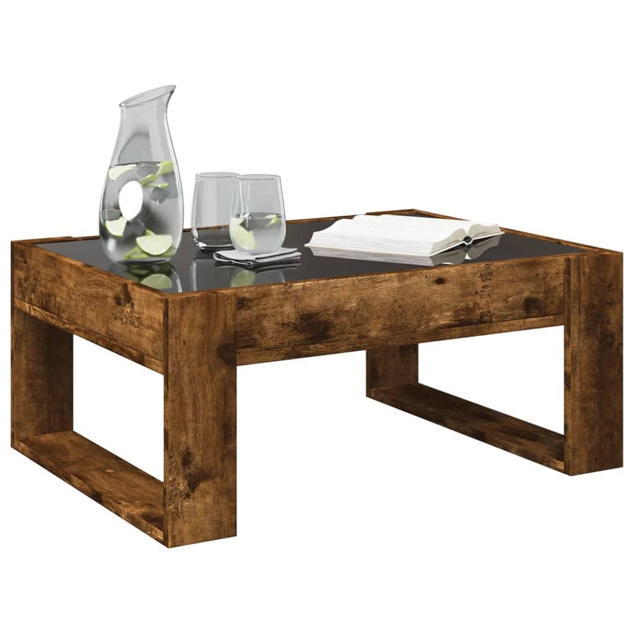 Voir la diapositive 5 : VIDAXL Table basse avec LED infini chene fume 70x53x30 cm