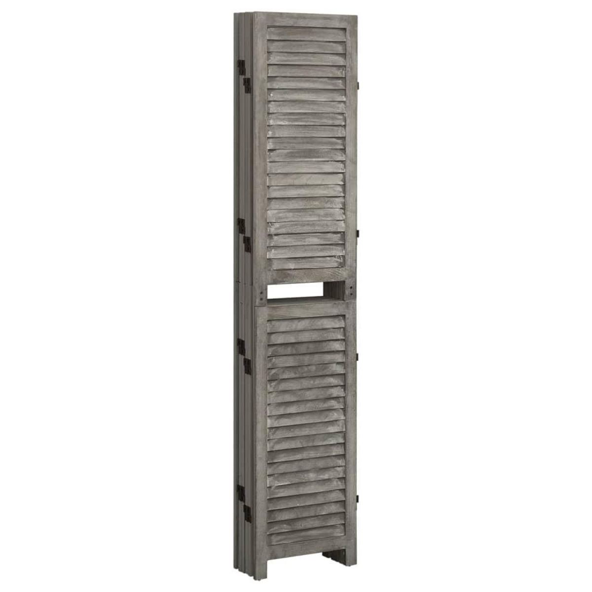 VIDAXL Cloison de separation 6 panneaux Gris 214x166 cm Bois solide