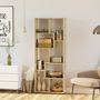 Voir la diapositive 5 : HOMCOM Bibliothèque étagère meuble de rangement dim. 70L x 24l x 178H cm en zigazag et 8 espaces en panneau de particules naturel