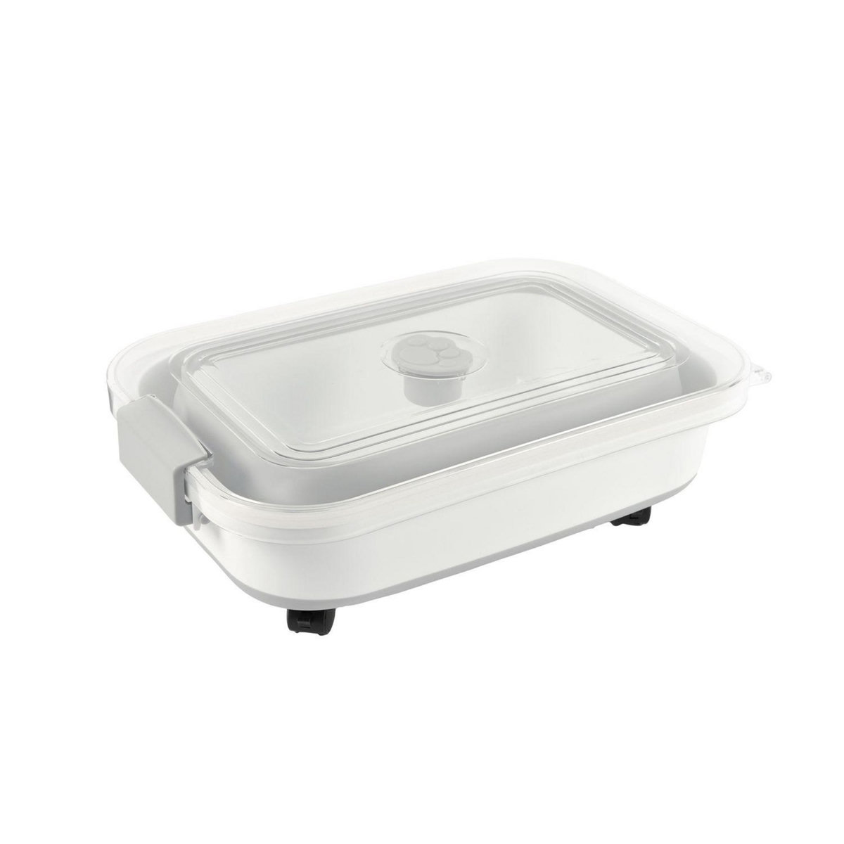 LOVE STORY Boite conteneur à croquettes pliable avec roues - Blanc