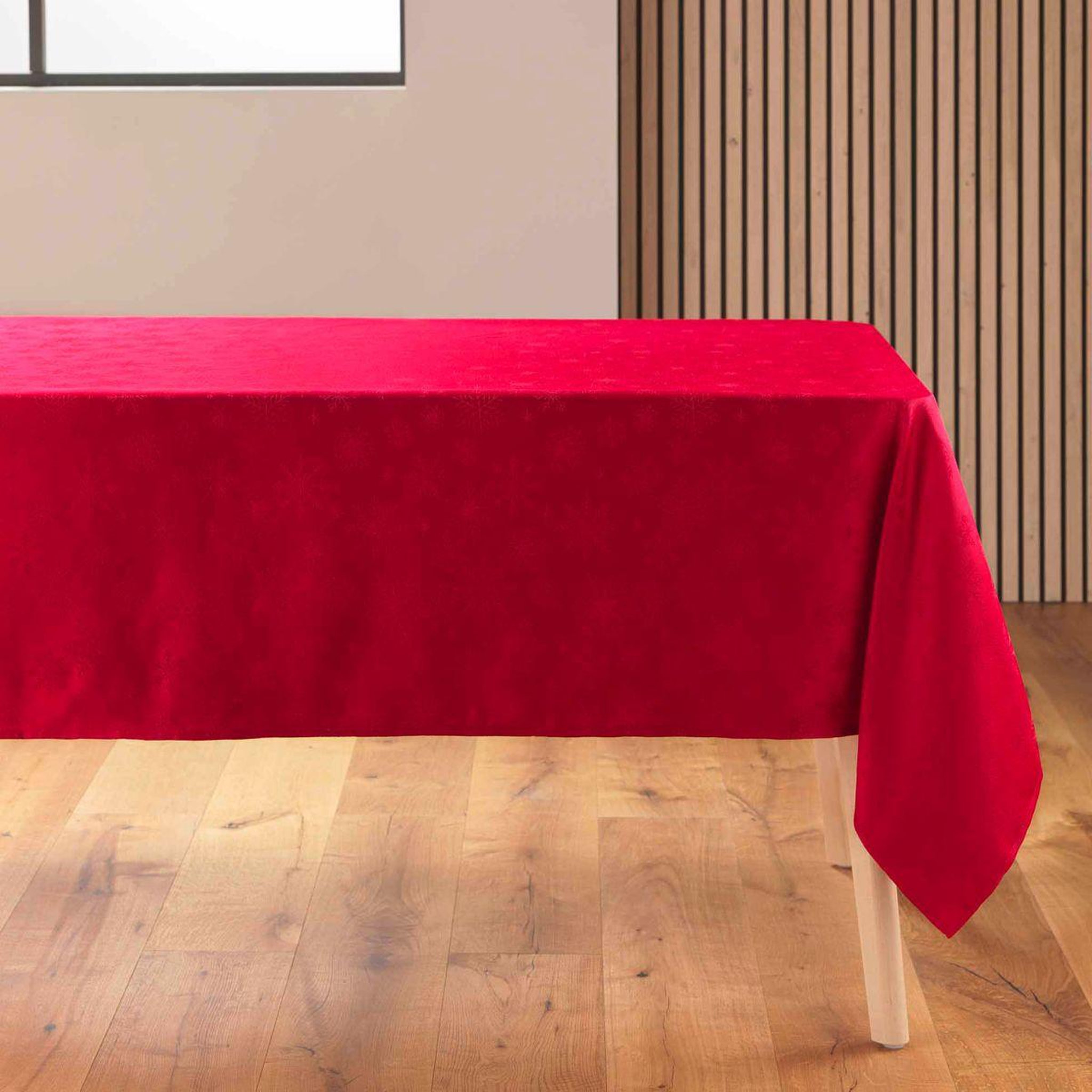 Douceur d'Intérieur Nappe jacquard imprimé  flocons  140x240cm rouge