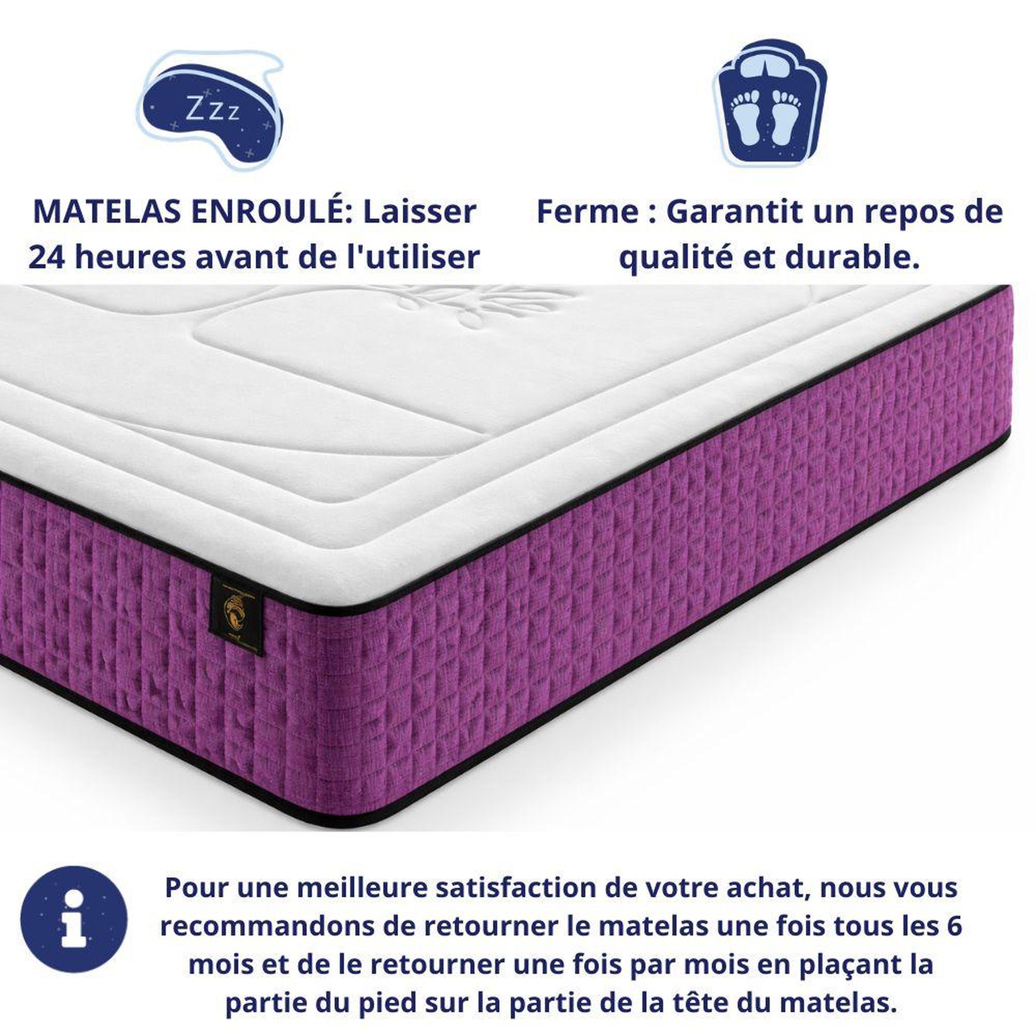 Voir la diapositive 4 : DAGOSTINO HOME Matelas - 30cm Epaisseur - Mousse HR Très Ferme | Double Face (Été/Hiver) | Soutien Équilibré, Parfait et Tonique