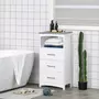 KLEANKIN Meuble colonne salle de bain style contemporain - 3 tiroirs, niche - MDF blanc gris