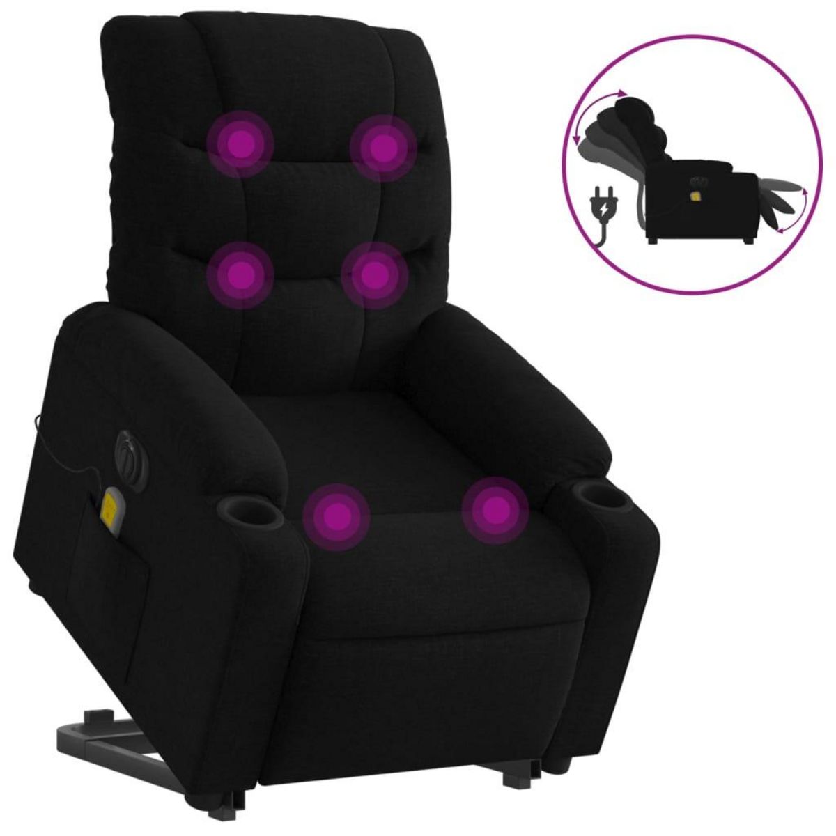 VIDAXL Fauteuil inclinable de massage electrique Noir Tissu