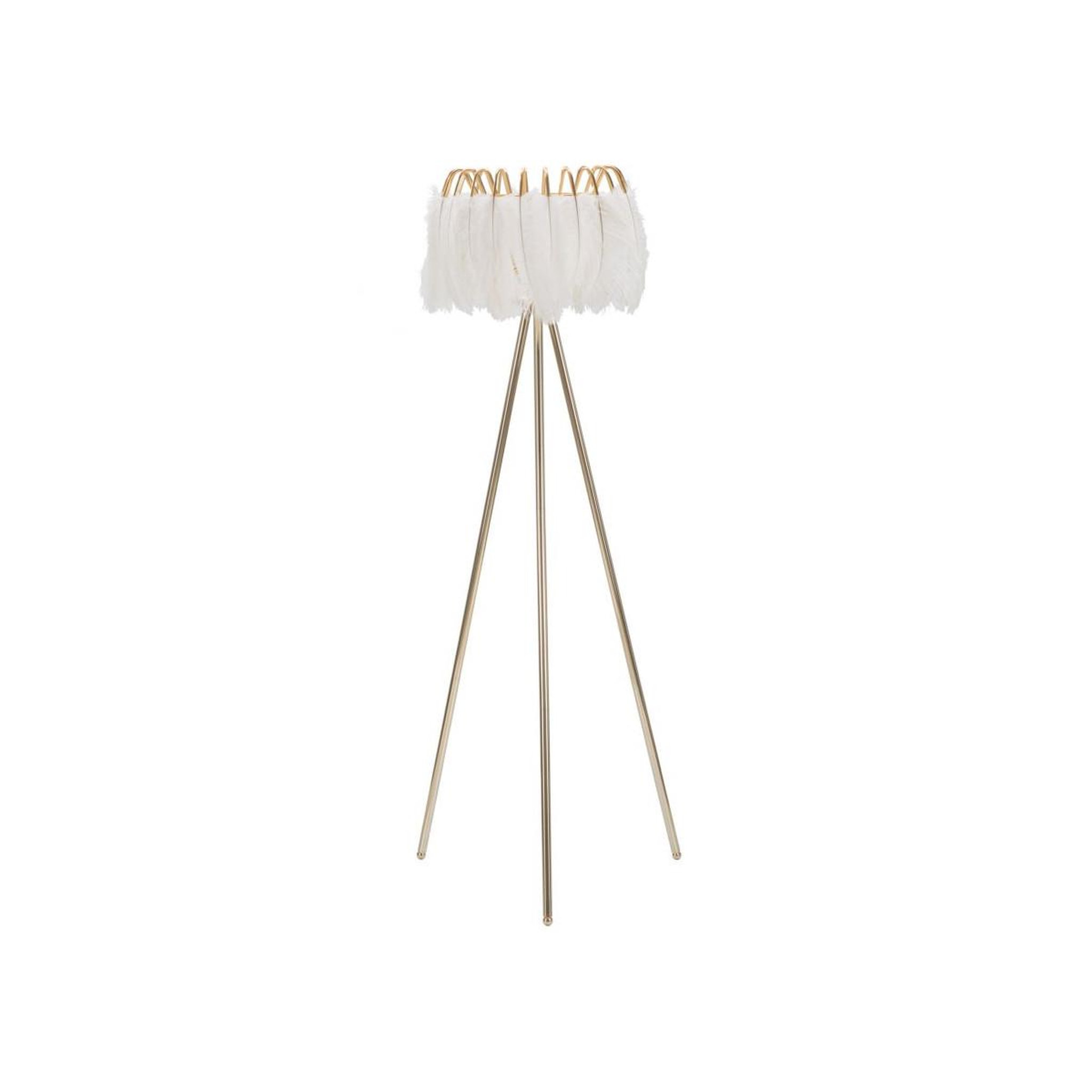 Paris Prix Lampadaire imitation plume  stand  147cm or & blanc