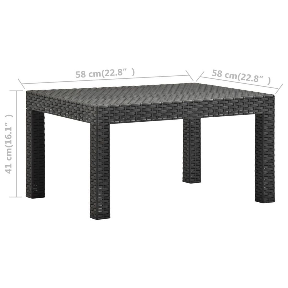 VIDAXL Table de jardin Anthracite 58x58x41 cm PP Rotin