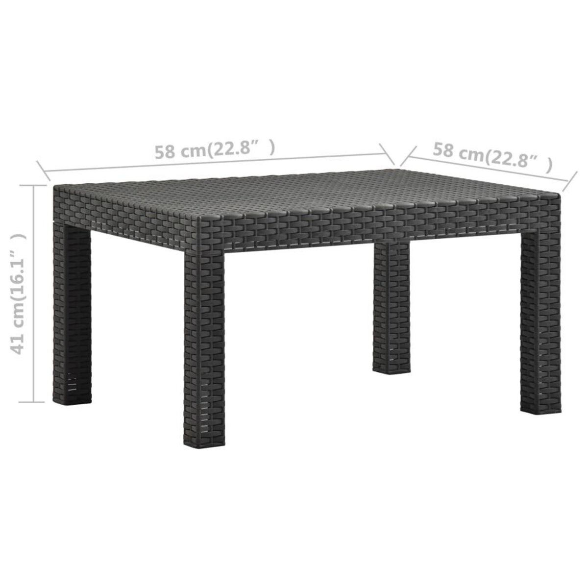 VIDAXL Table de jardin Anthracite 58x58x41 cm PP Rotin