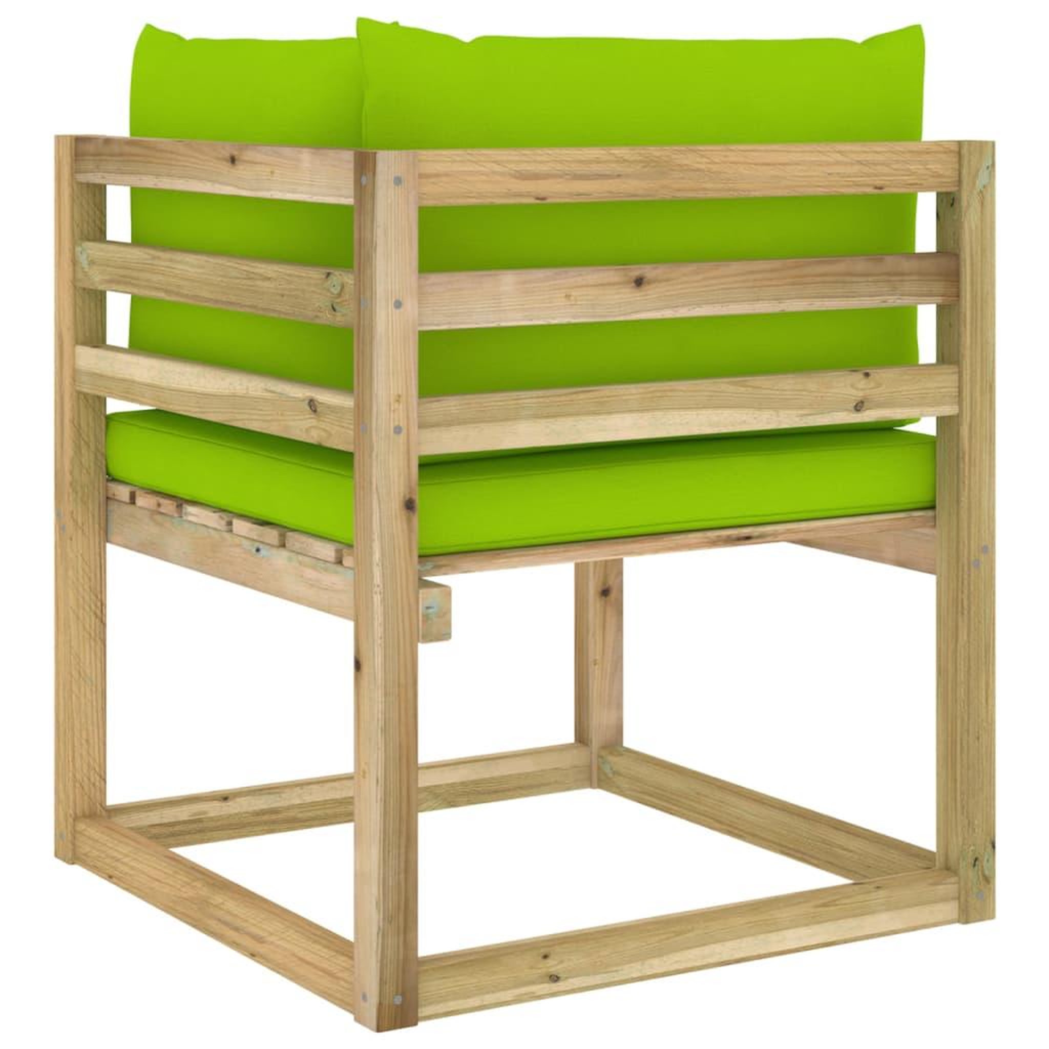 Voir la diapositive 5 : VIDAXL Canape d'angle de jardin avec coussins Bois impregne de vert