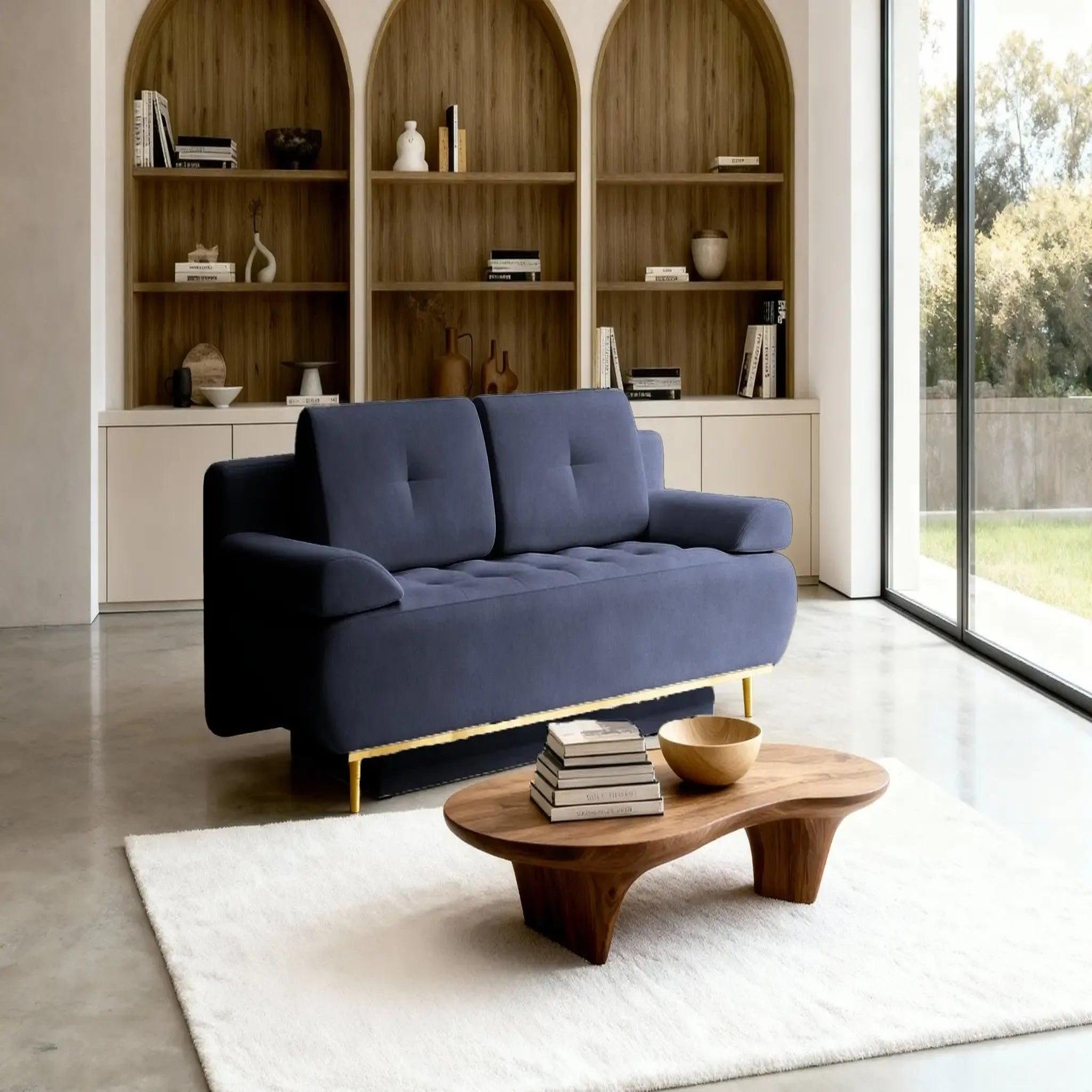 Voir la diapositive 5 : CASANOVA PARIS Amaro - canapé droit convertible tissu velours 2 places