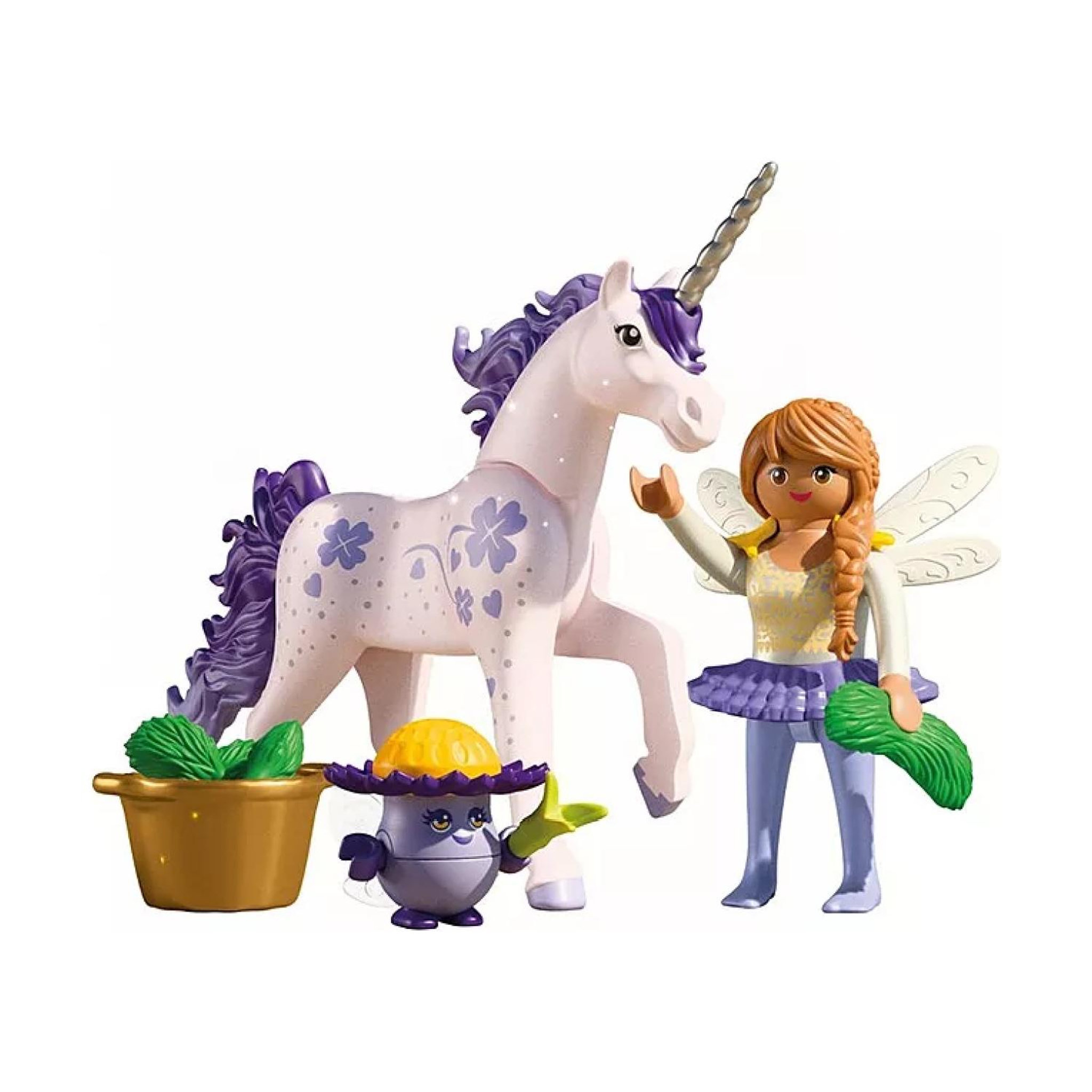 Voir la diapositive 2 : PLAYMOBIL Magic Unicorns Licorne Lavande porte-bonheur avec fée